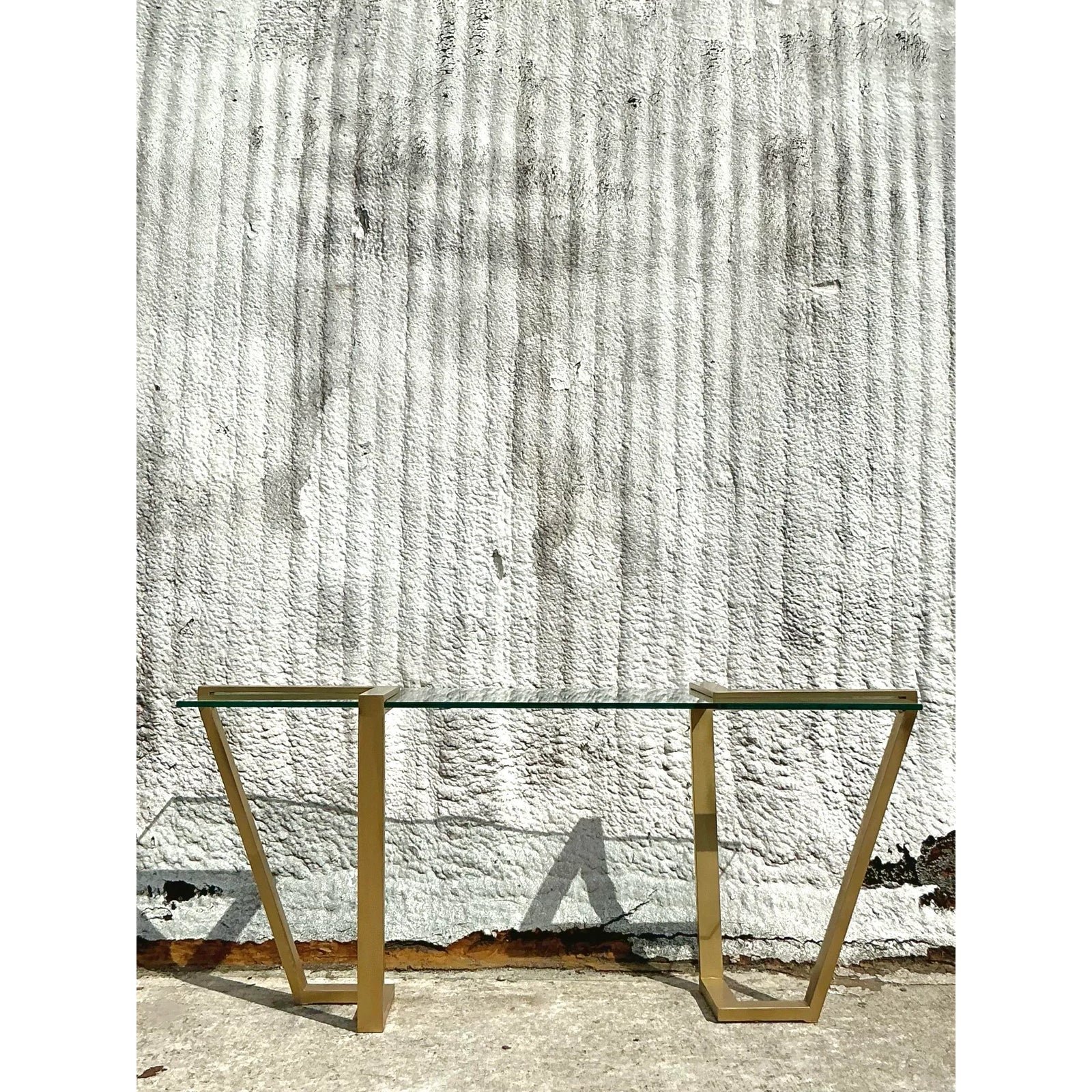 Vintage Contemporary Dia Brass Band Console Table - Top view