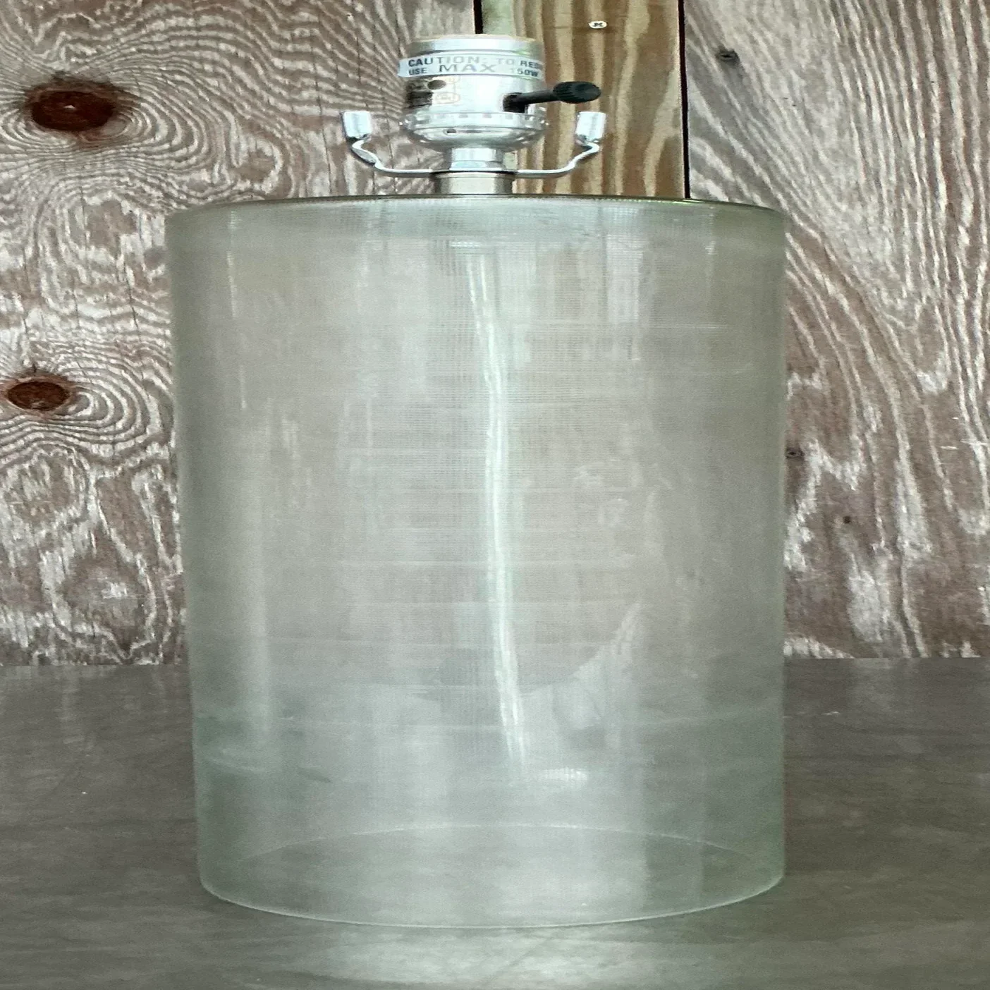 Vintage Contemporary Etched Frosted Glass Lamp - Side view