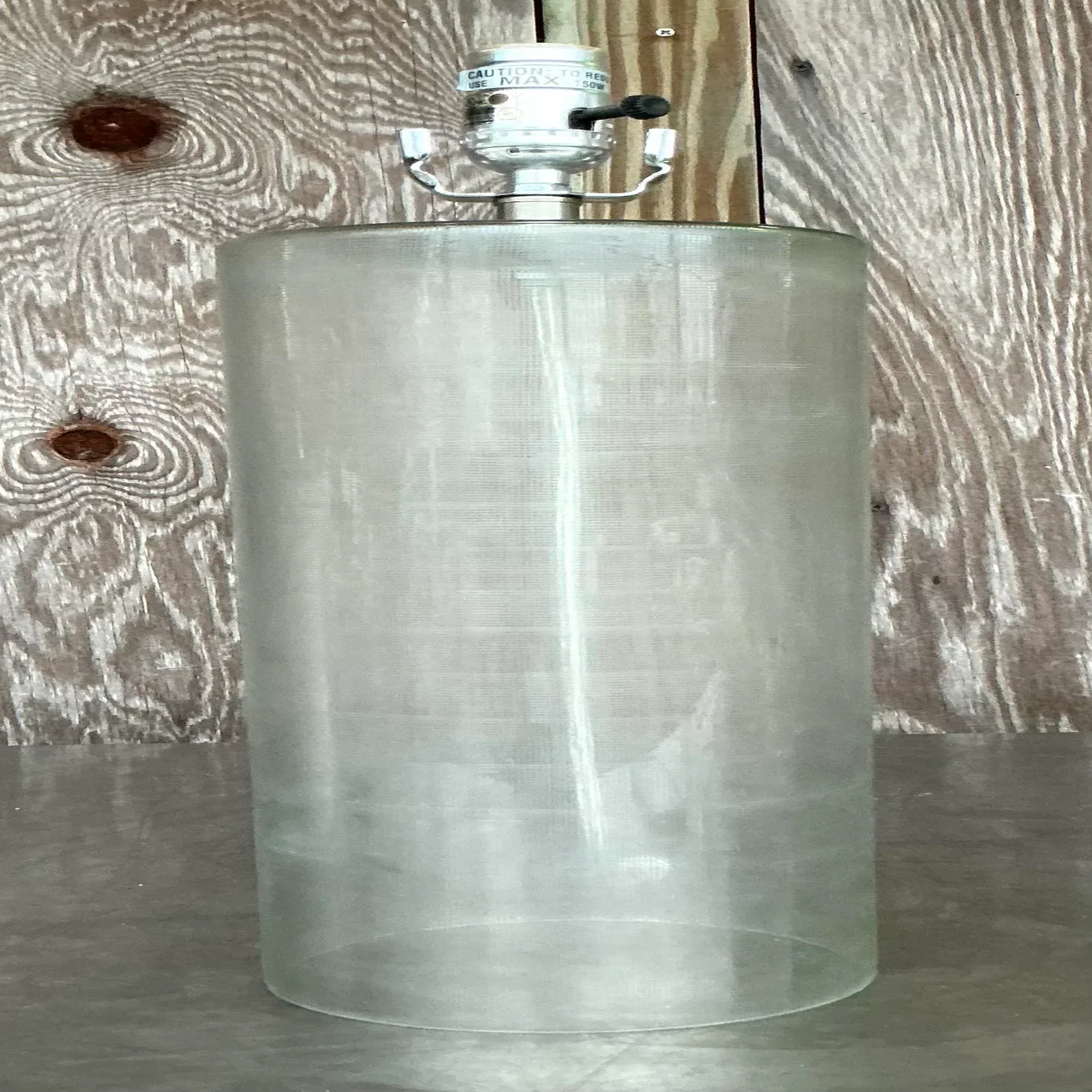 Vintage Contemporary Etched Frosted Glass Lamp - Back view