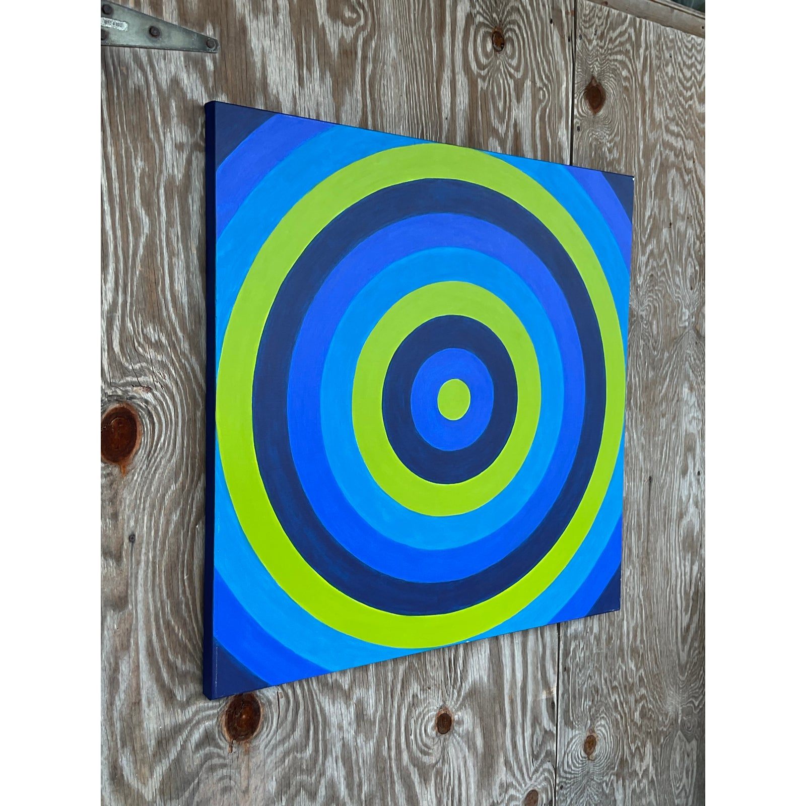 Vintage Contemporary Geometric Original Oil Painting - Detail view