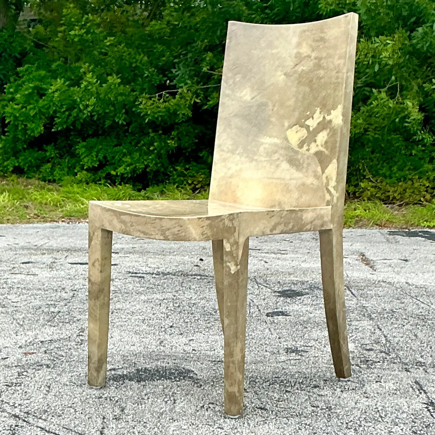 Vintage Contemporary Lacquered Goatskin “jmf” Chair After Karl Springer - Top view