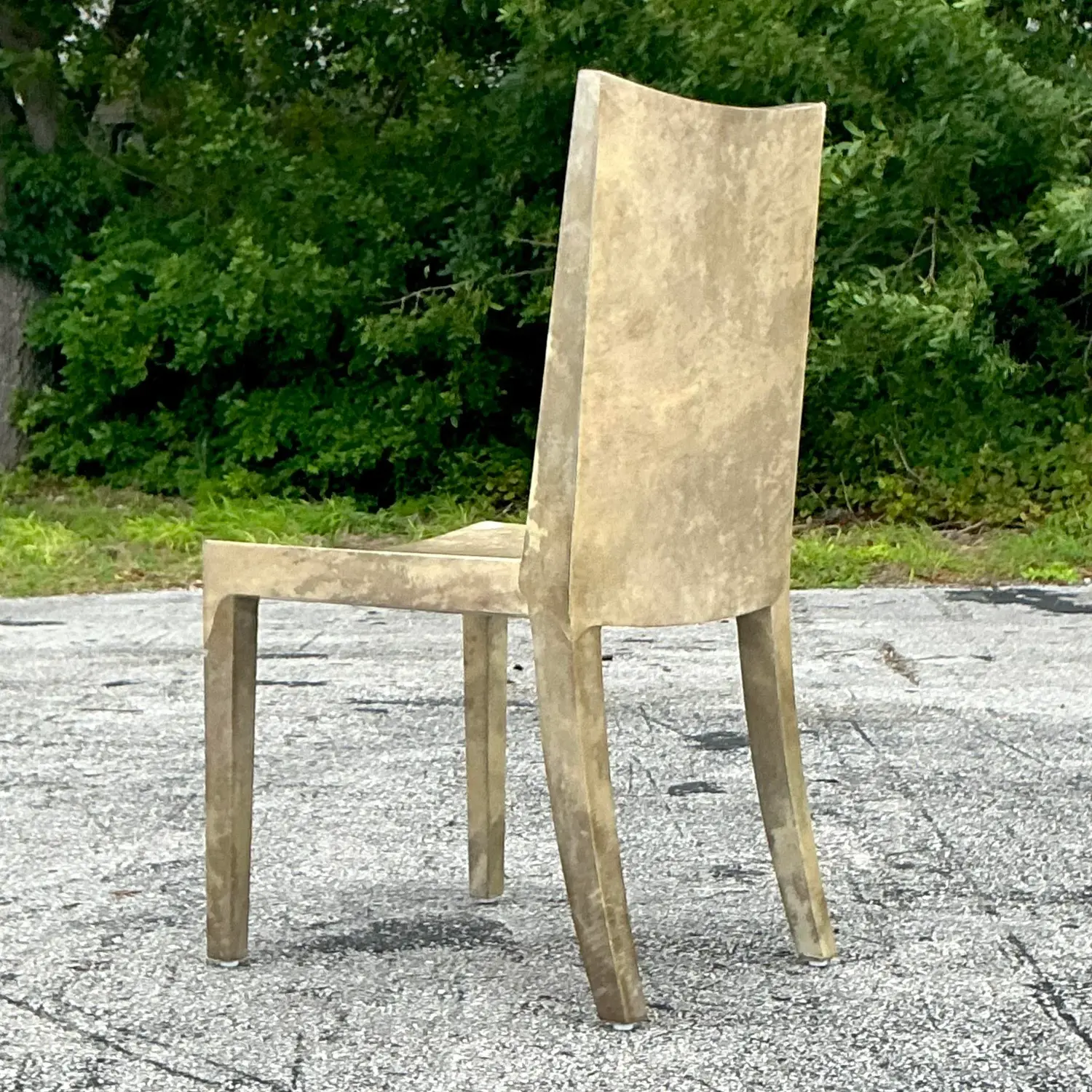 Vintage Contemporary Lacquered Goatskin “jmf” Chair After Karl Springer - Side view