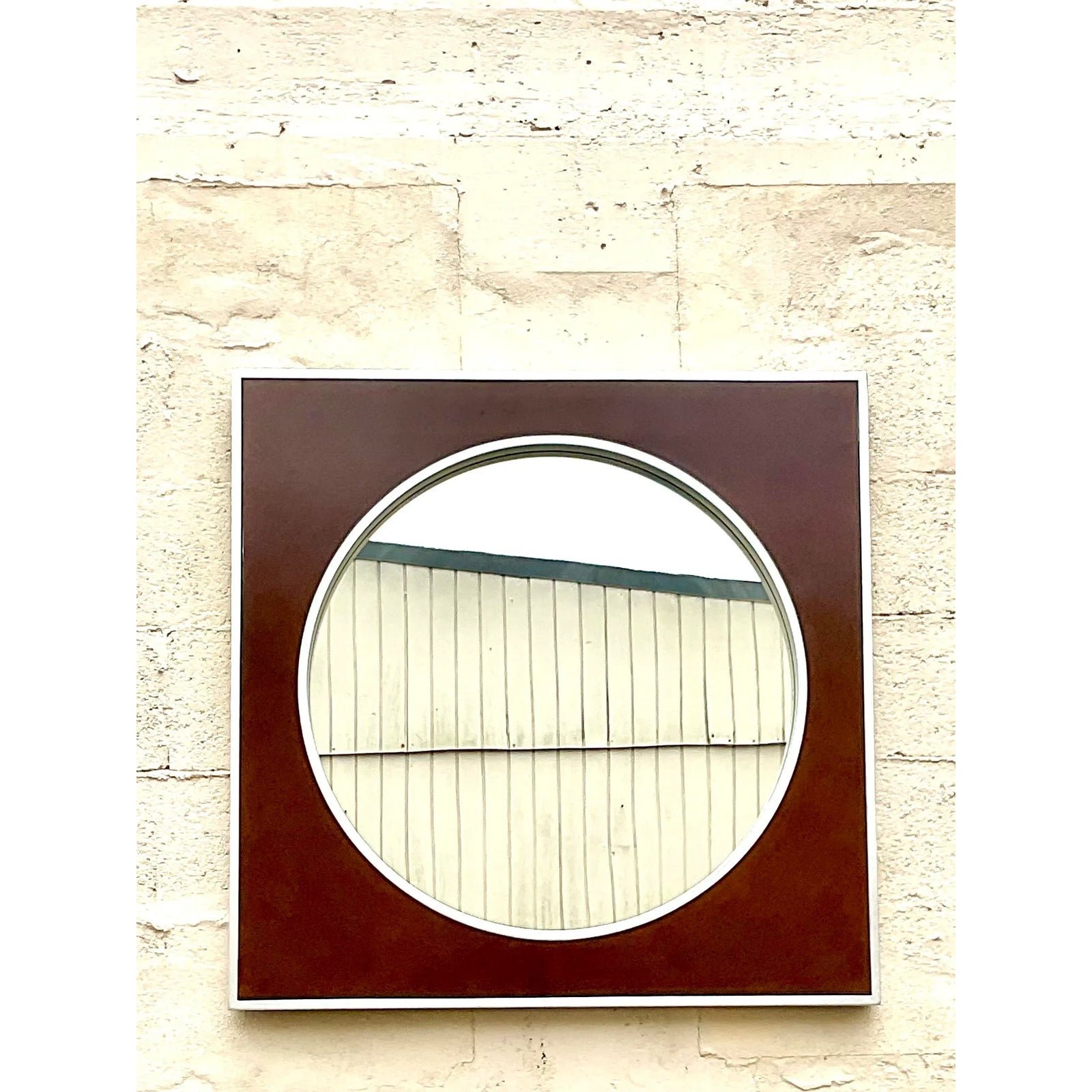Vintage Contemporary Majestic Company Brushed Chrome Circle Mirror - Side view