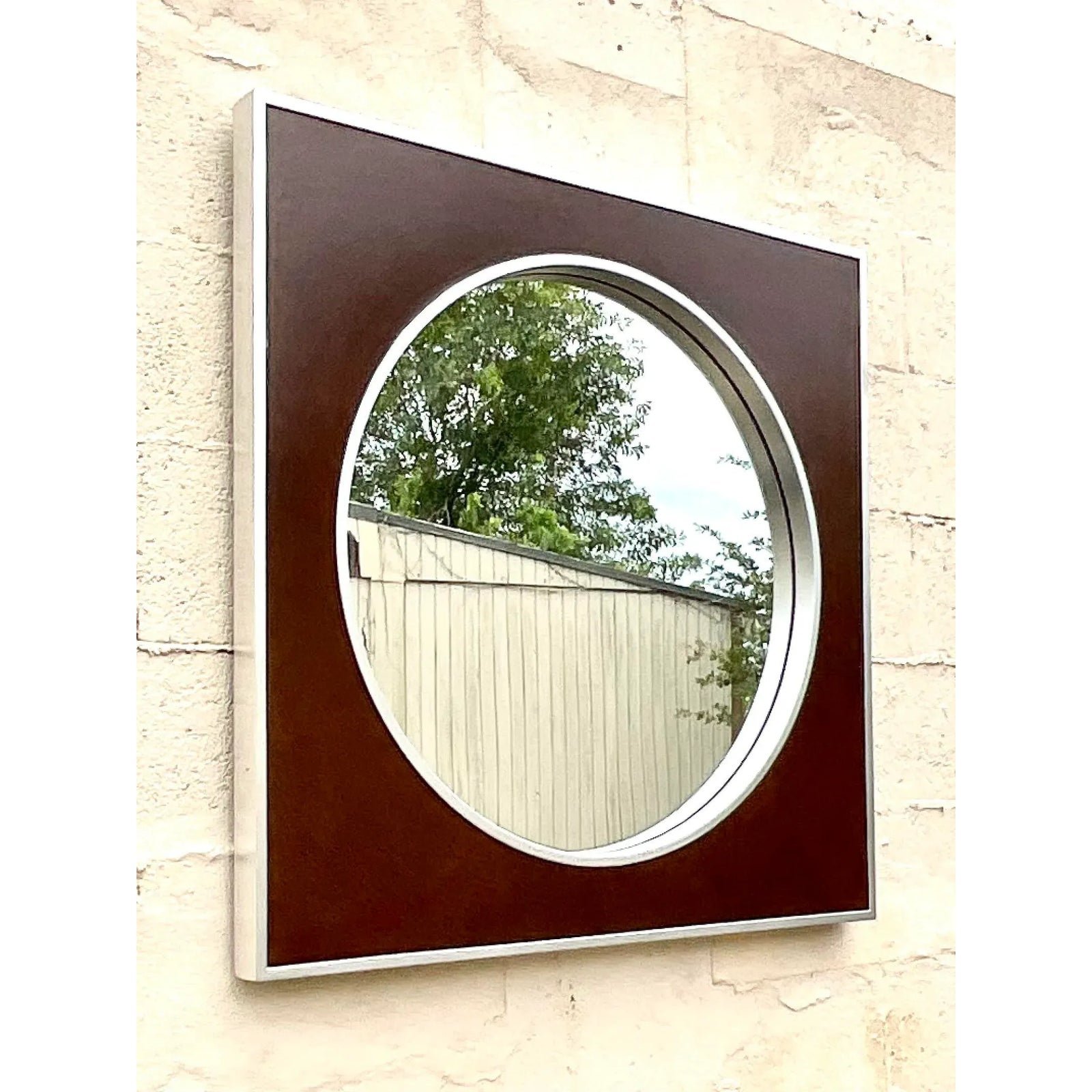 Vintage Contemporary Majestic Company Brushed Chrome Circle Mirror - Detail view