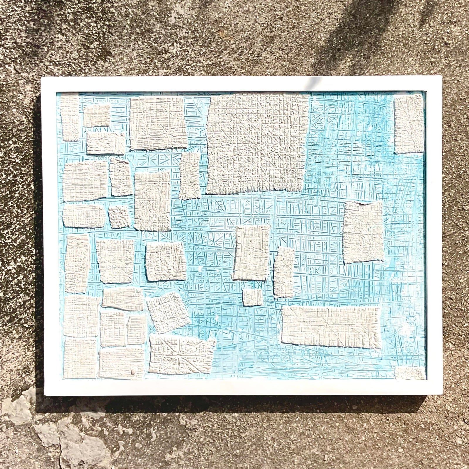 Vintage Contemporary Original Abstract Mixed Media Painting “White Matter #1” Signed Smith - Back view
