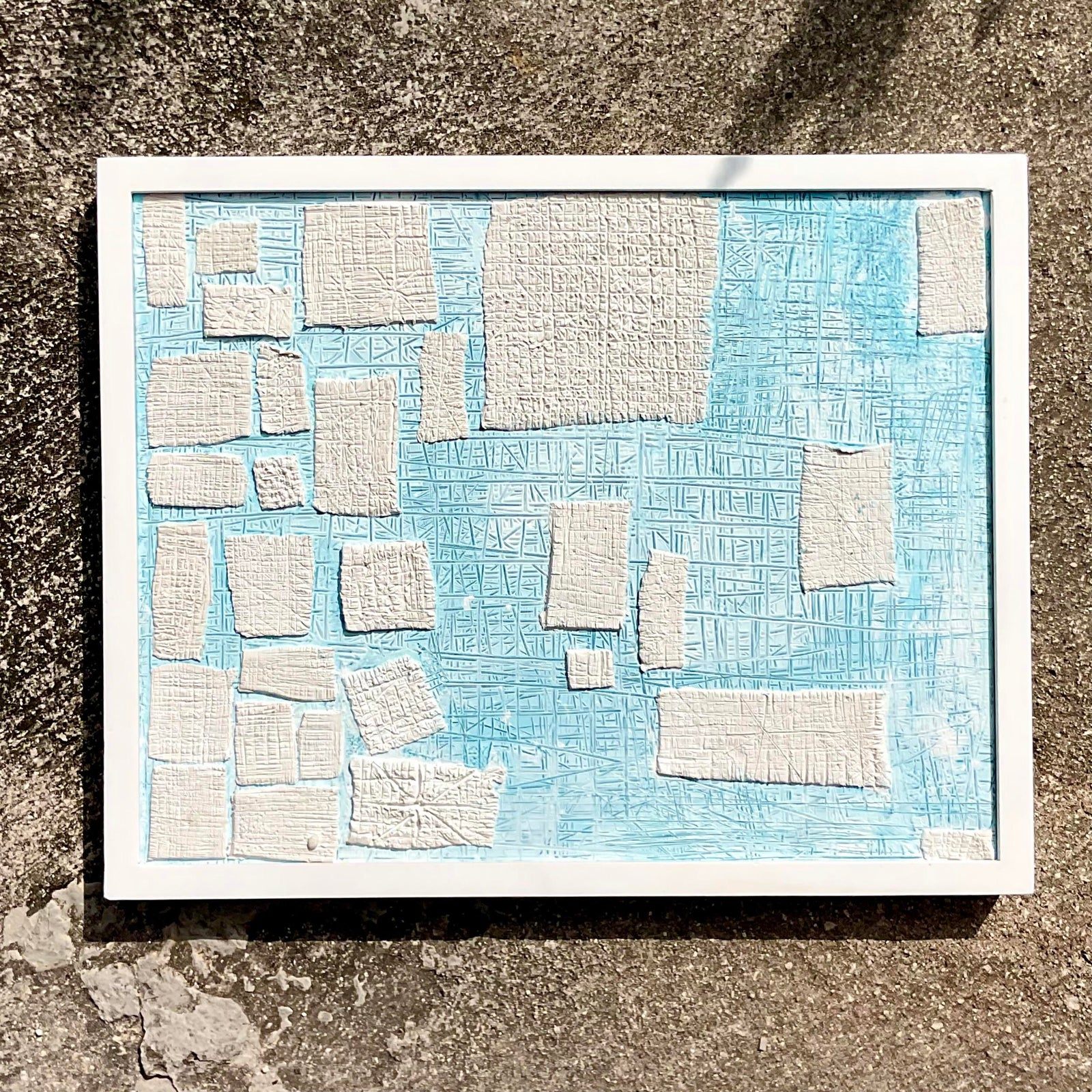 Vintage Contemporary Original Abstract Mixed Media Painting “White Matter #1” Signed Smith - Top view