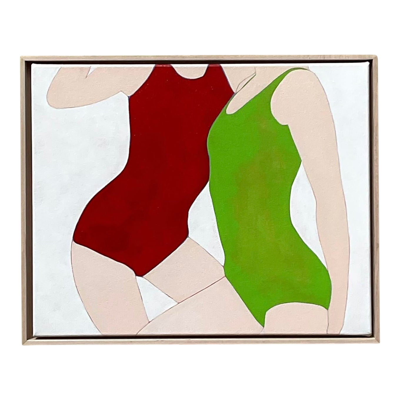 Vintage Contemporary Original Op Art Acrylic Figurative on Canvas
