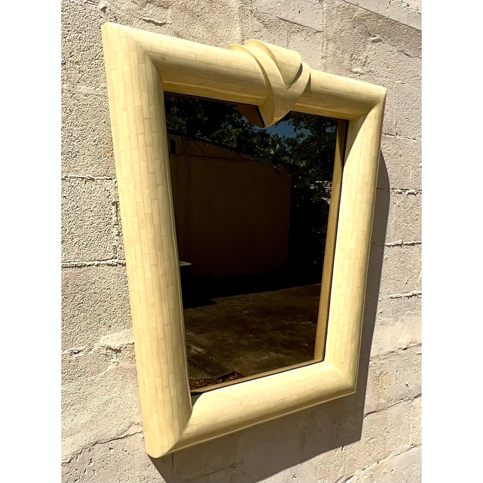Vintage Contemporary Tessellated Bone Mirror - Side view