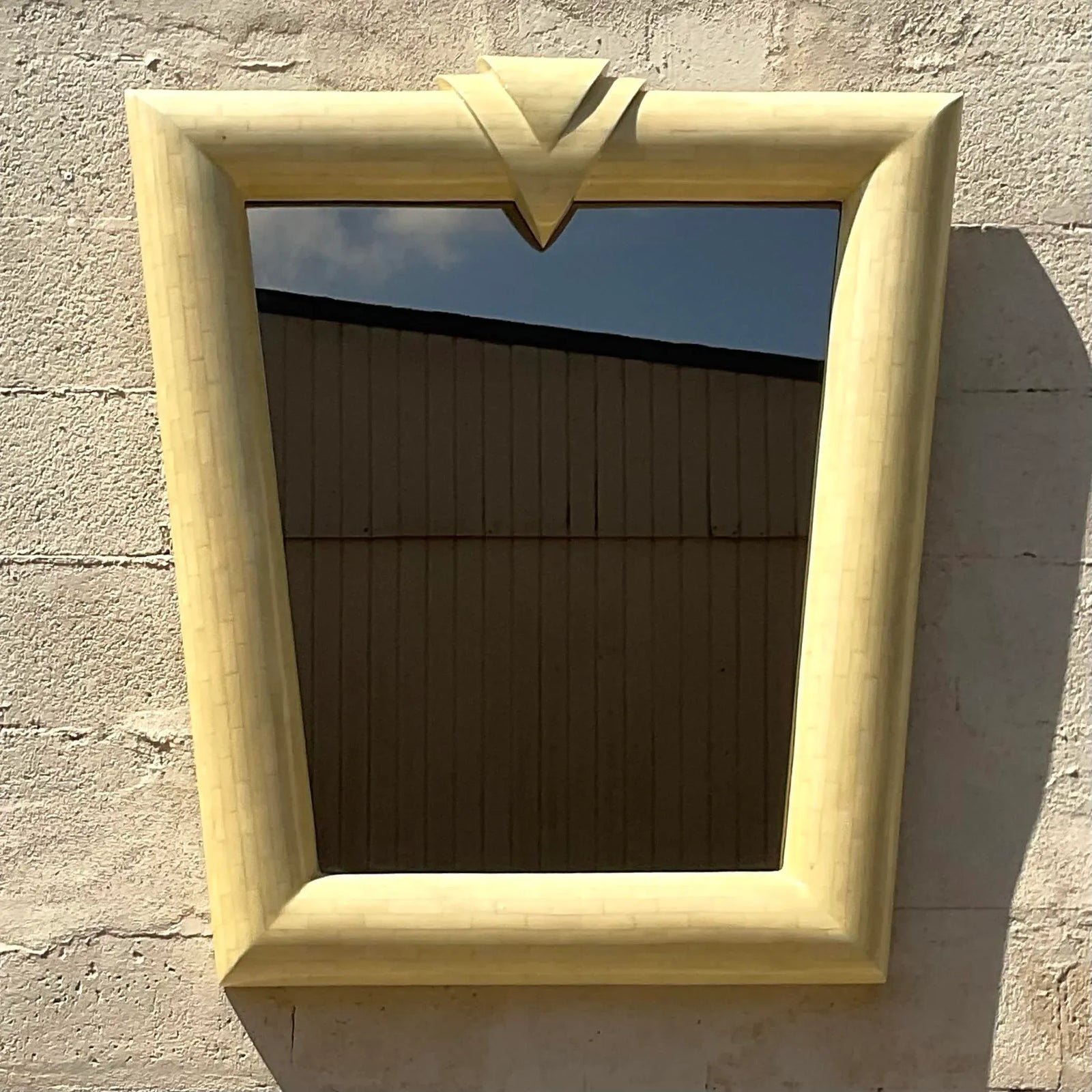 Vintage Contemporary Tessellated Bone Mirror - Detail view
