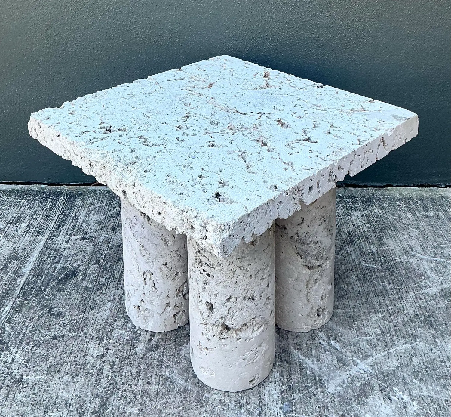 Vintage Coquina Stone Side Table - Top view