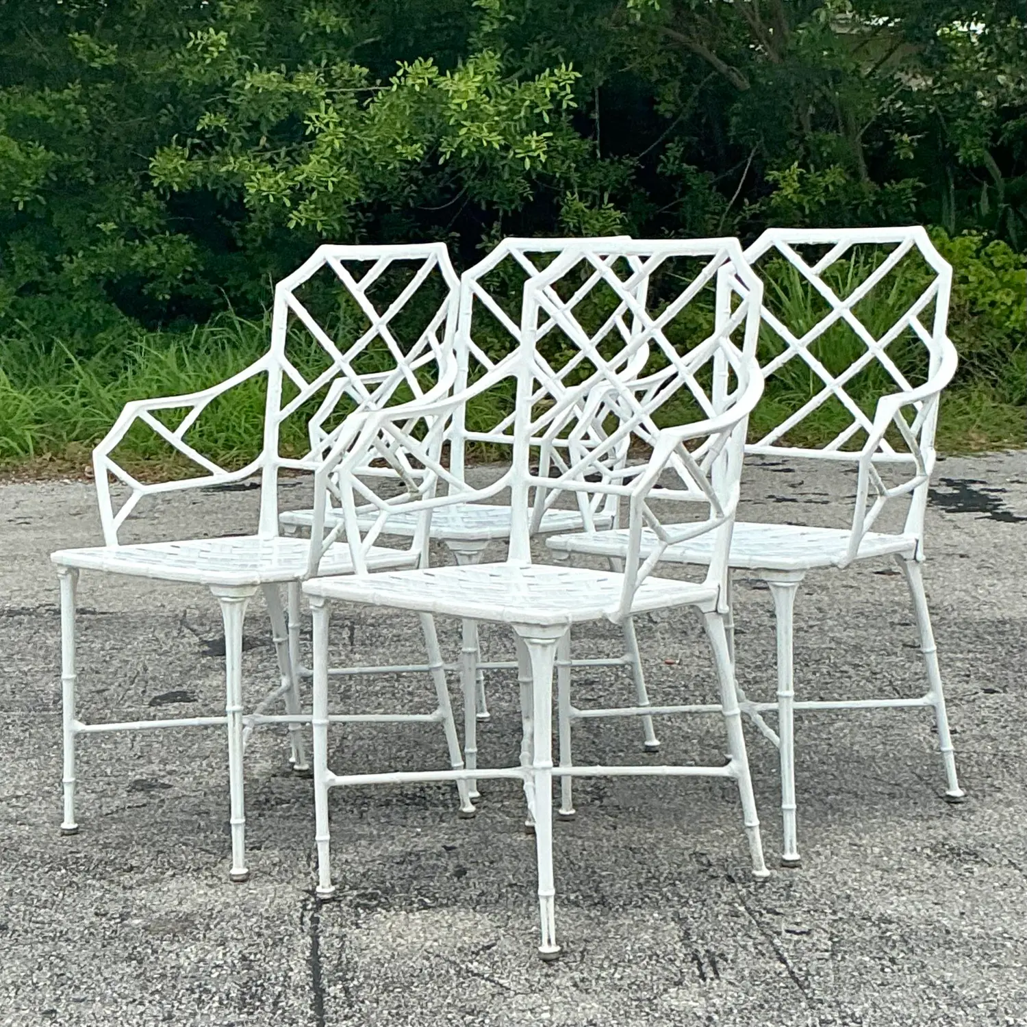 Vintage Costal “Calcutta” Cast Aluminum Dining Chairs After Brown Jordan - Set of 4 - Side view