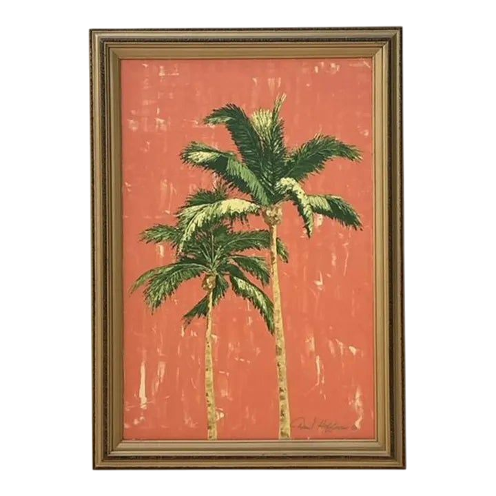 Vintage Costal Original Palm Tree Oil Painting