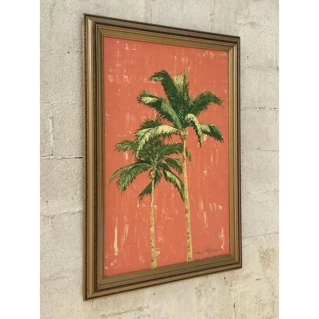 Vintage Costal Original Palm Tree Oil Painting - Side view