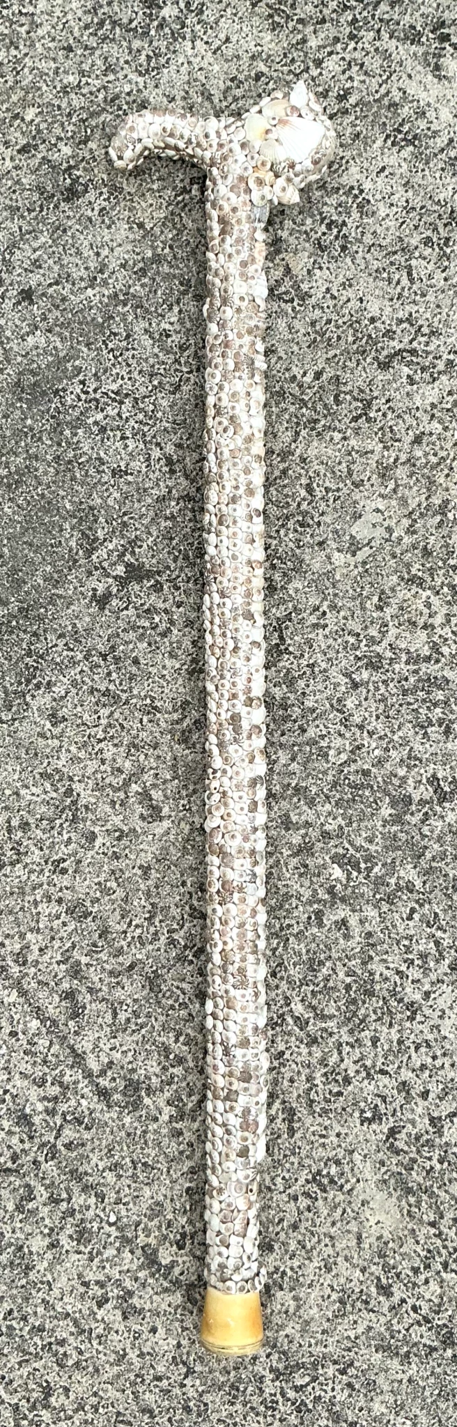 Vintage Costal Shell Encrusted Walking Stick - Side view