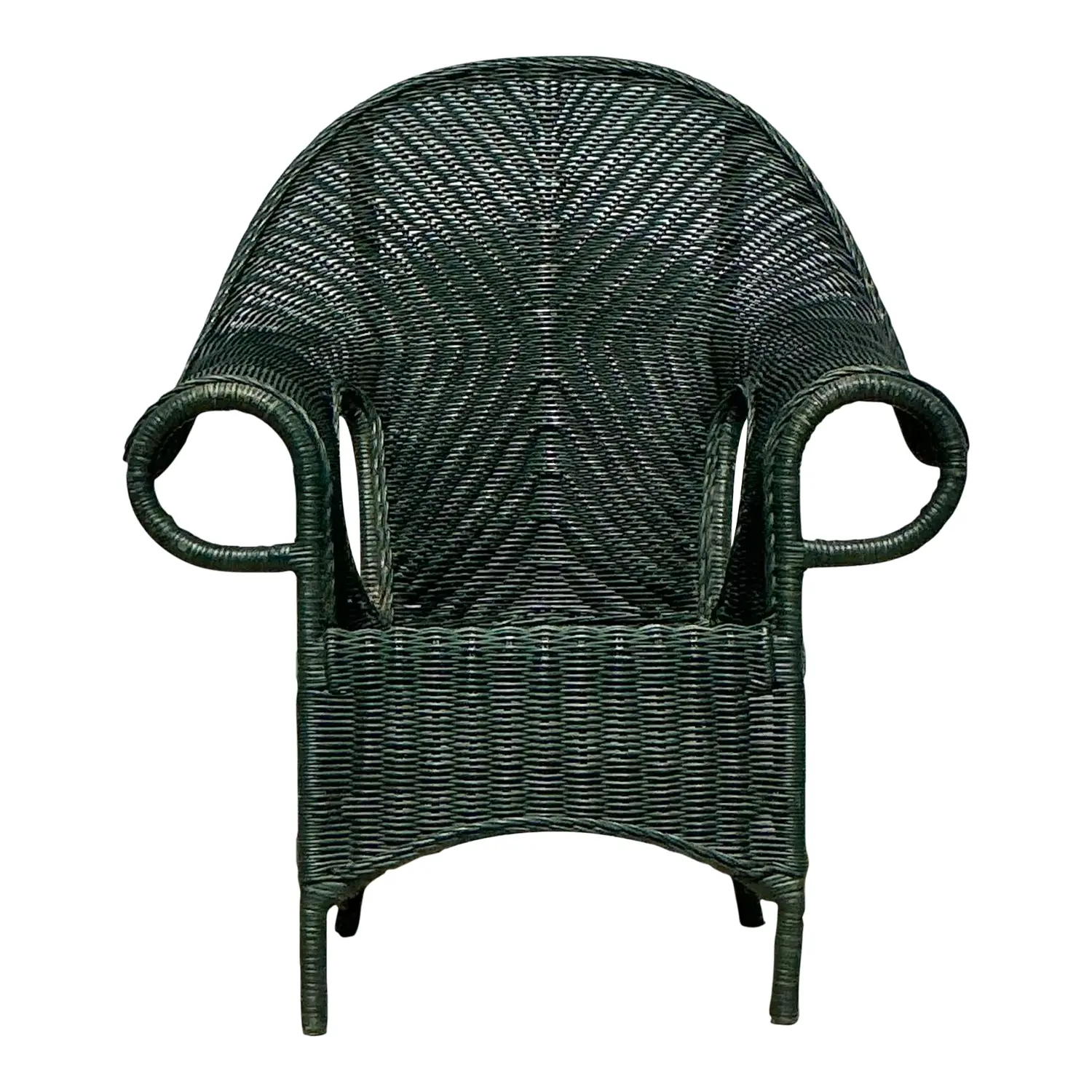 Vintage Costal Woven Rattan Lounge Chair