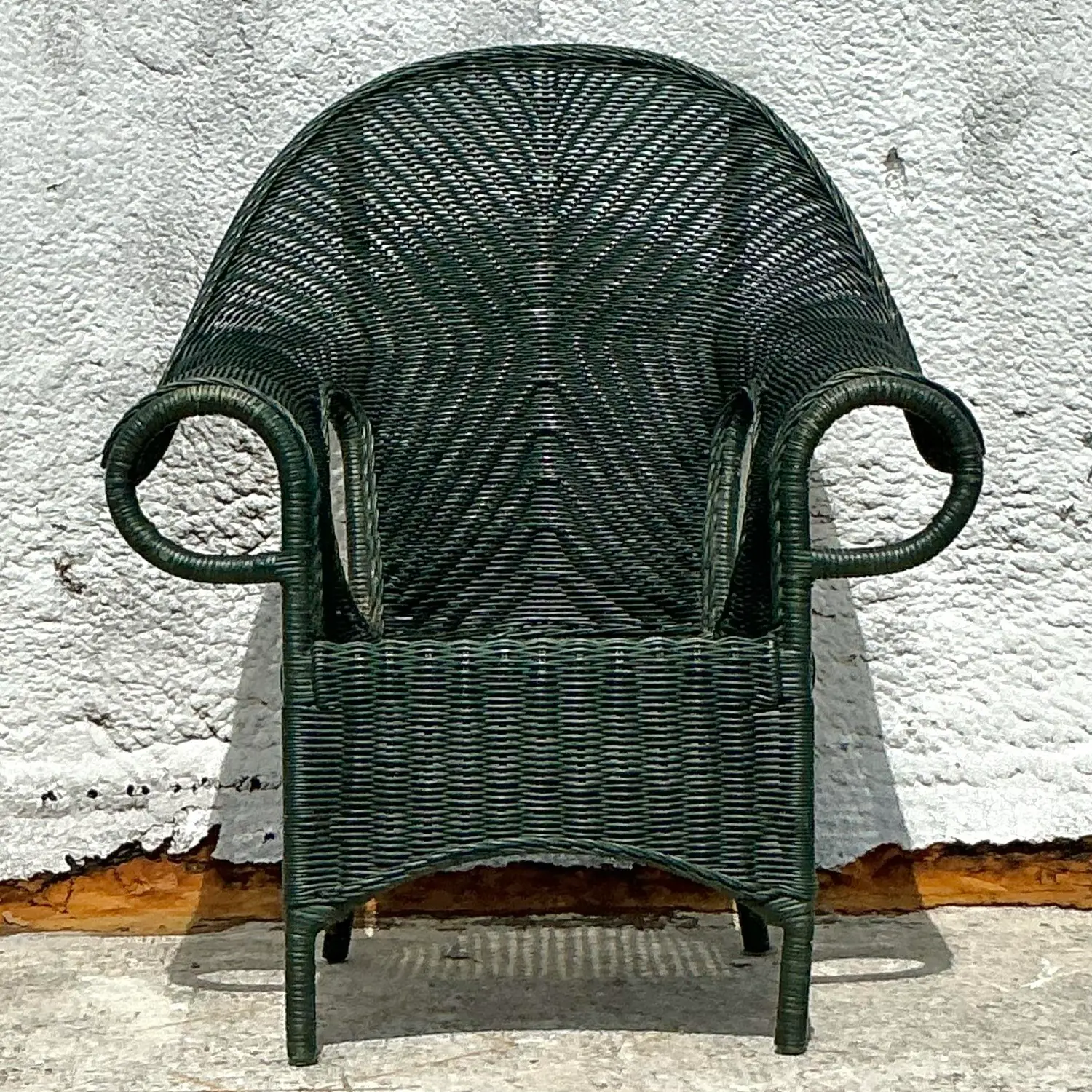Vintage Costal Woven Rattan Lounge Chair - Side view