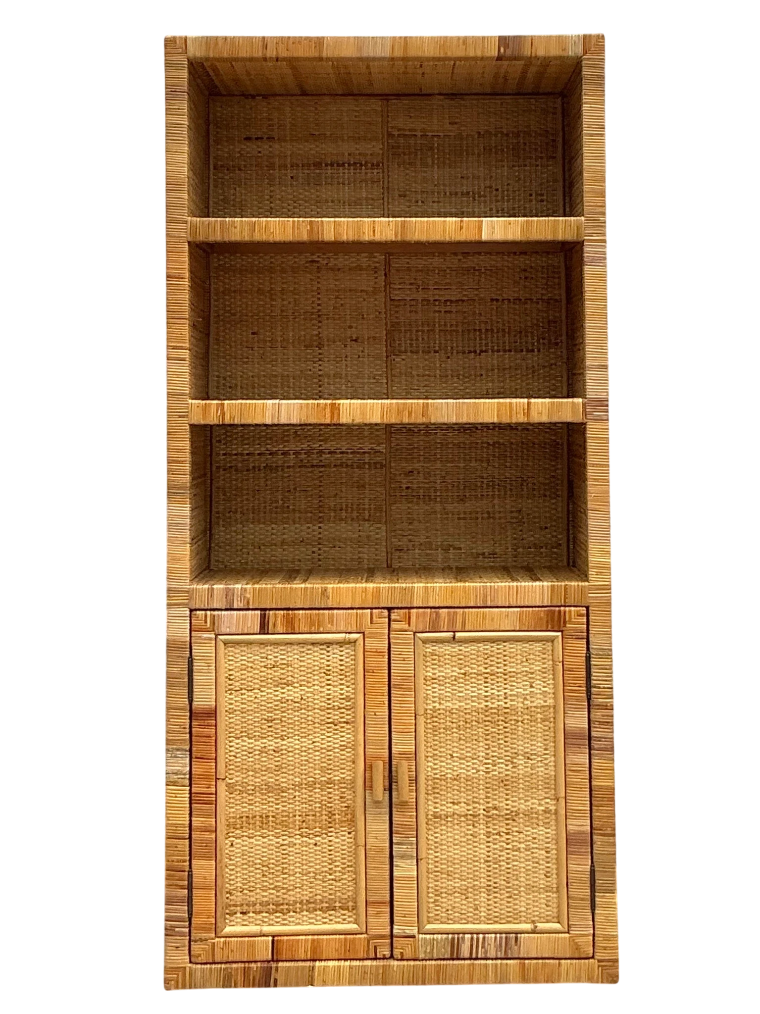 Vintage Costal Wrapped Rattan Etagere - Detail view