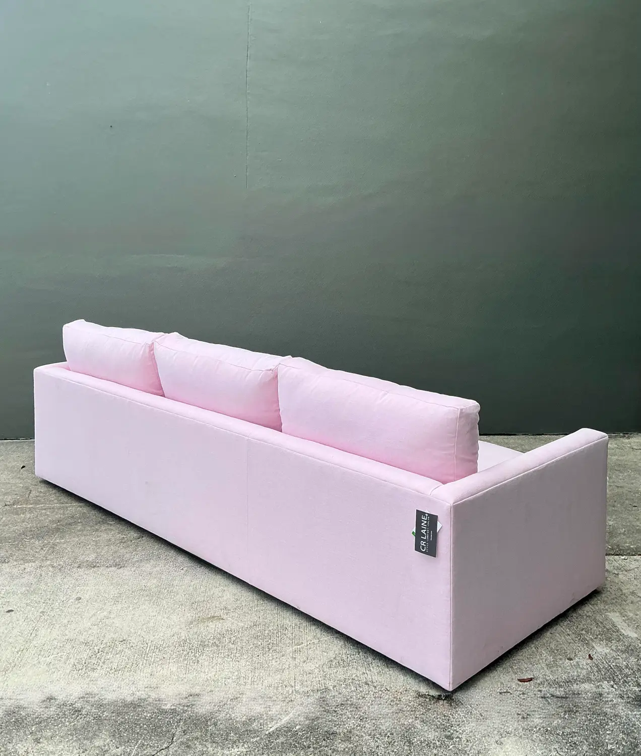 Vintage Cr Laine Three Seat Sofa in Romo “Linara Rosewater” With Samuel and Sons Trim - Side view