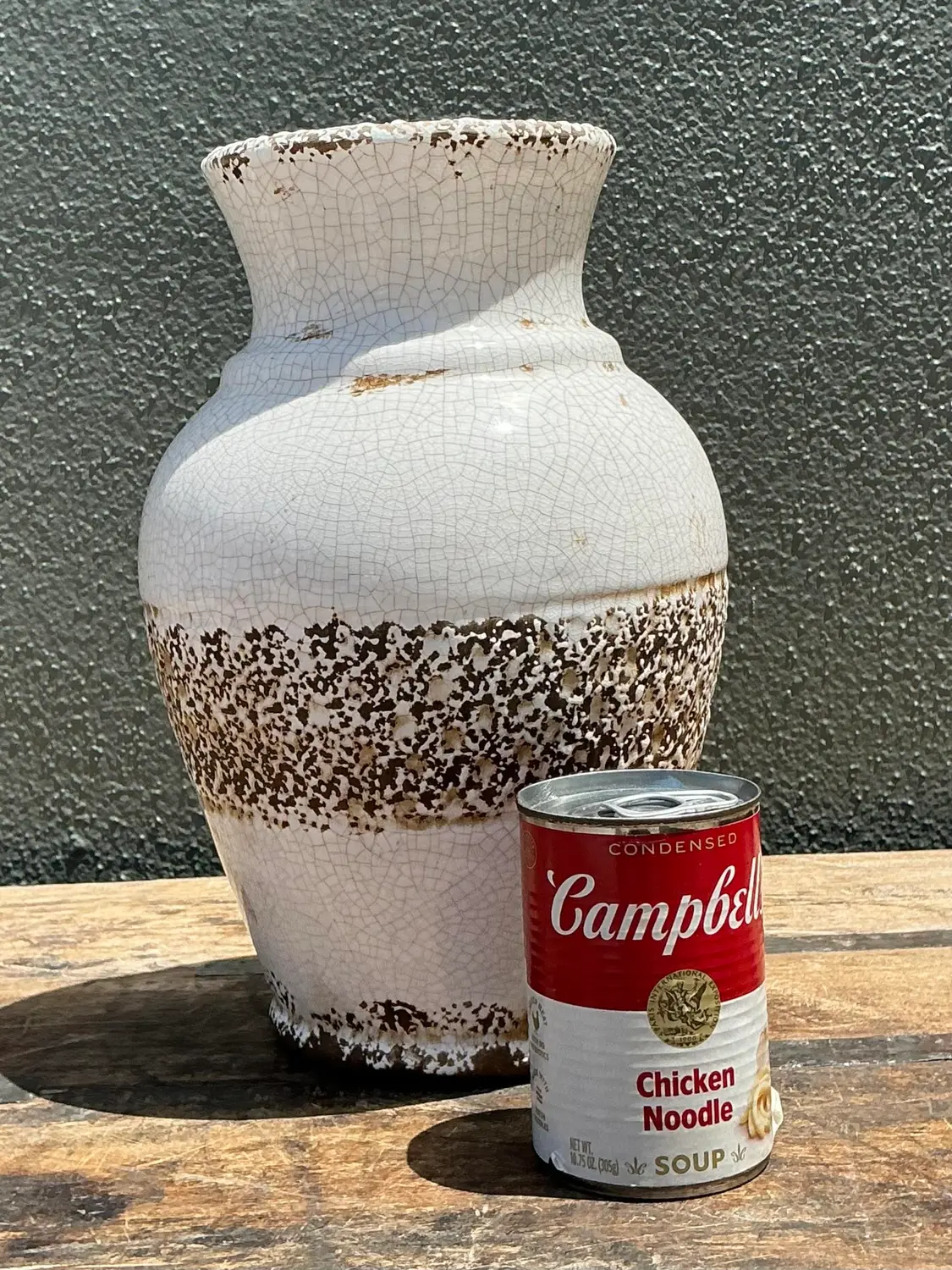 Vintage Crackle Glazed Ceramic Vase - Back view