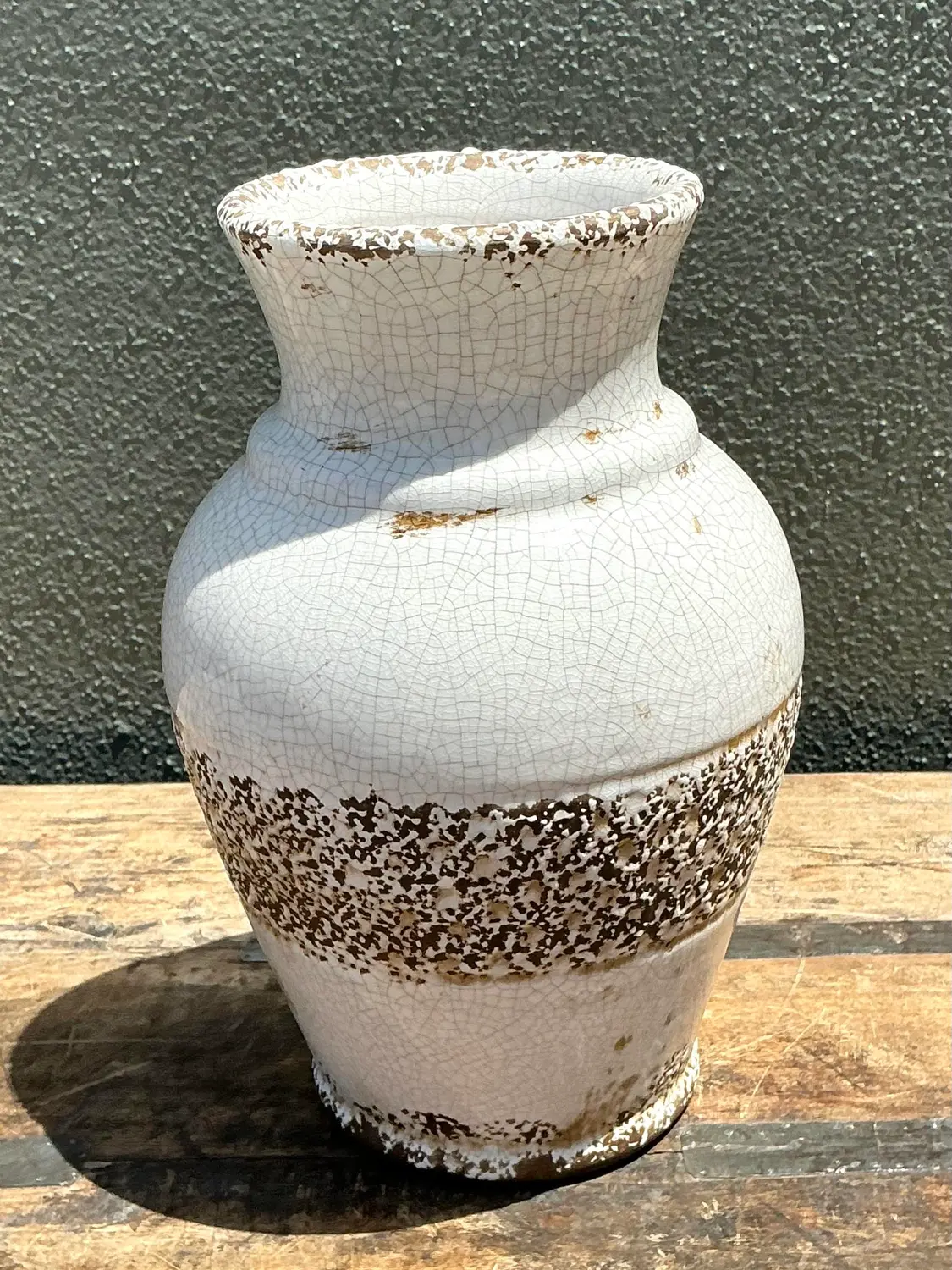 Vintage Crackle Glazed Ceramic Vase - Detail view