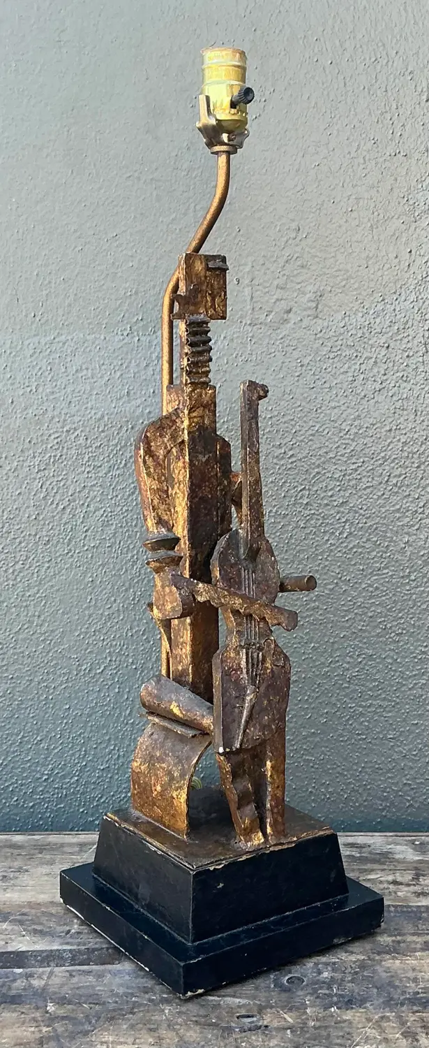 Vintage Cubist Figural Lamp - Back view