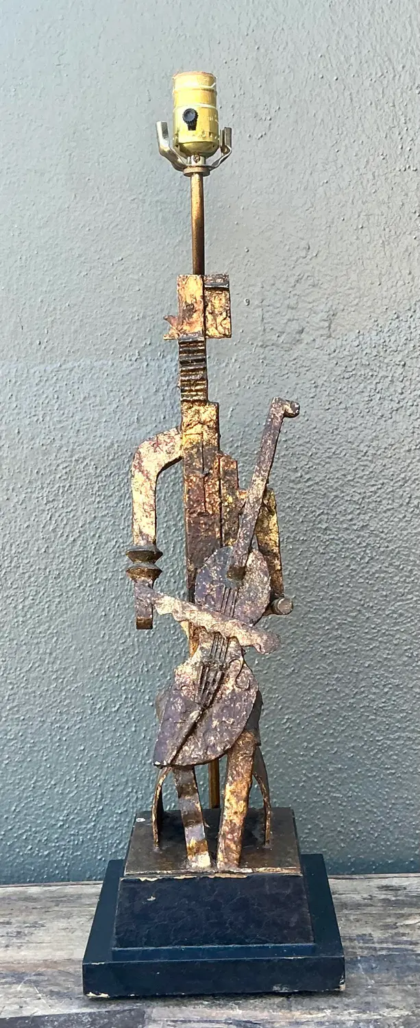 Vintage Cubist Figural Lamp - Side view