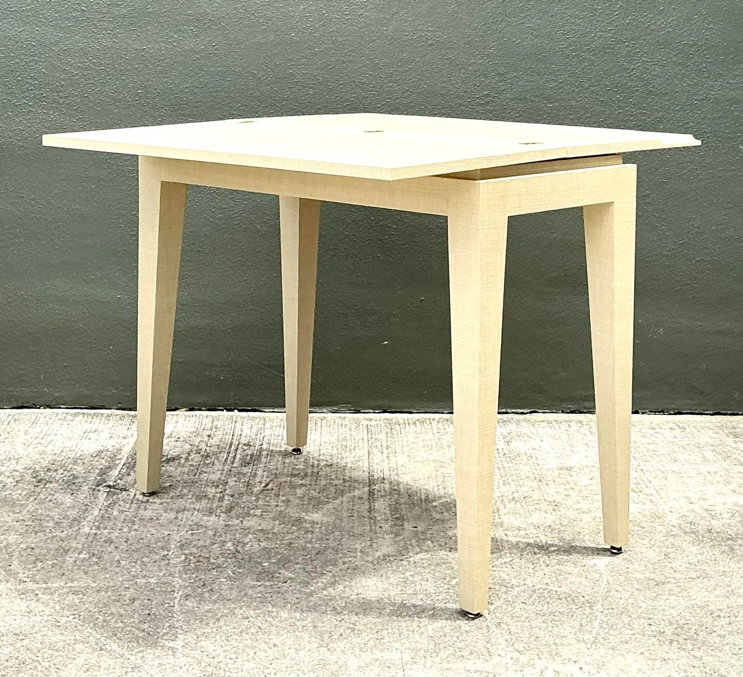Vintage Custom Built Grasscloth Extendable Console/Game Table - Back view