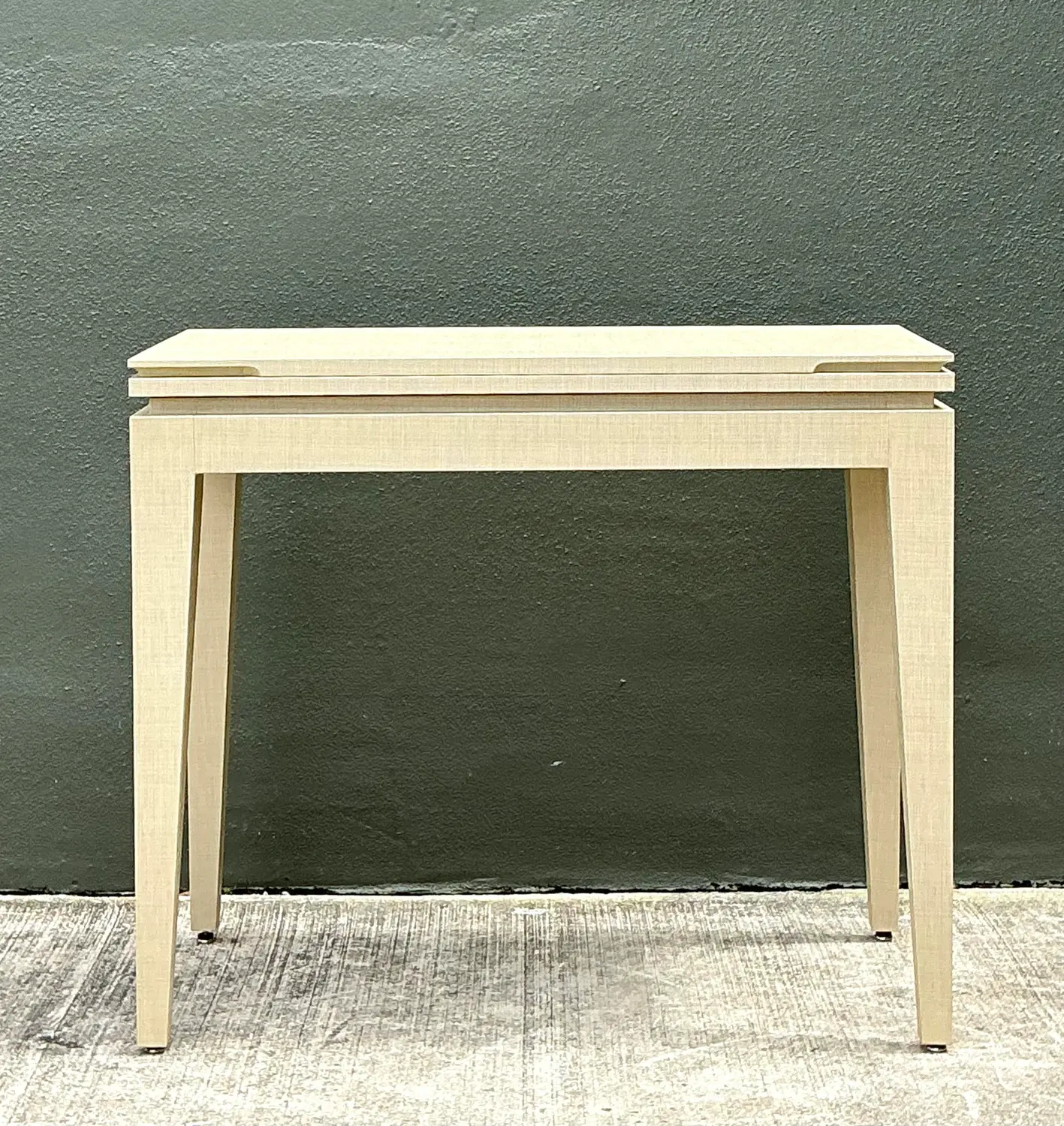 Vintage Custom Built Grasscloth Extendable Console/Game Table - Side view