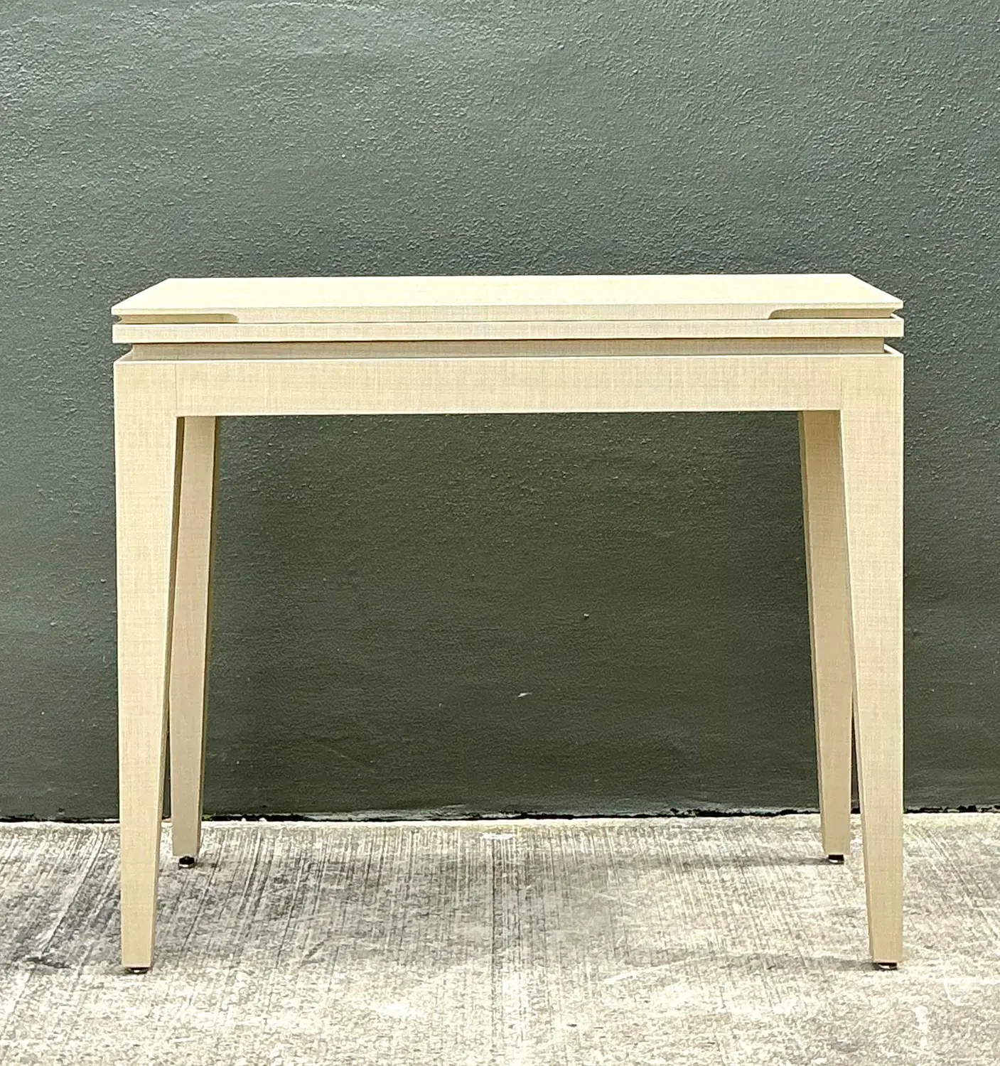Vintage Custom Built Grasscloth Extendable Console/Game Table - Top view