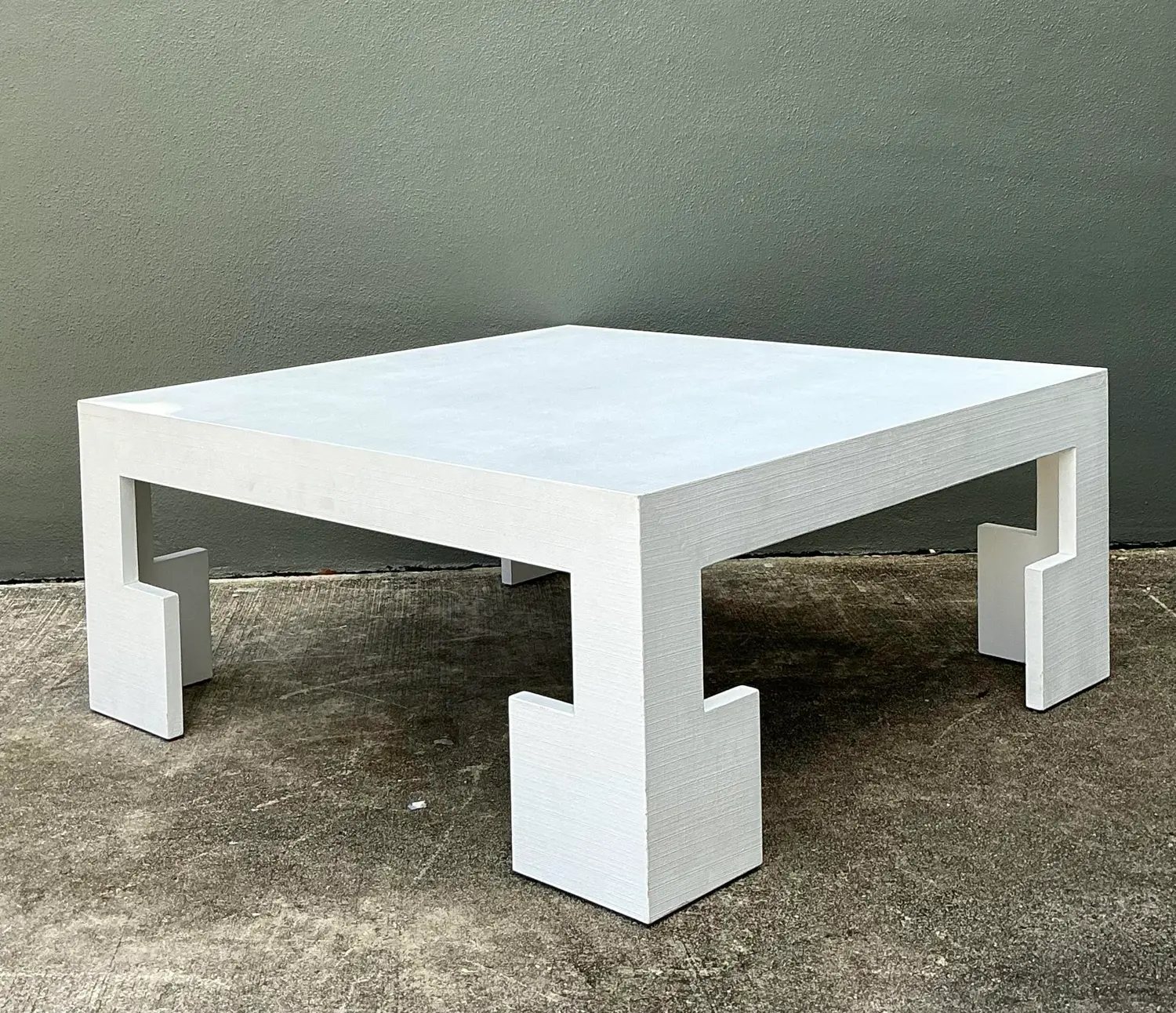 Vintage Custom Grasscloth Coffee Table - Side view
