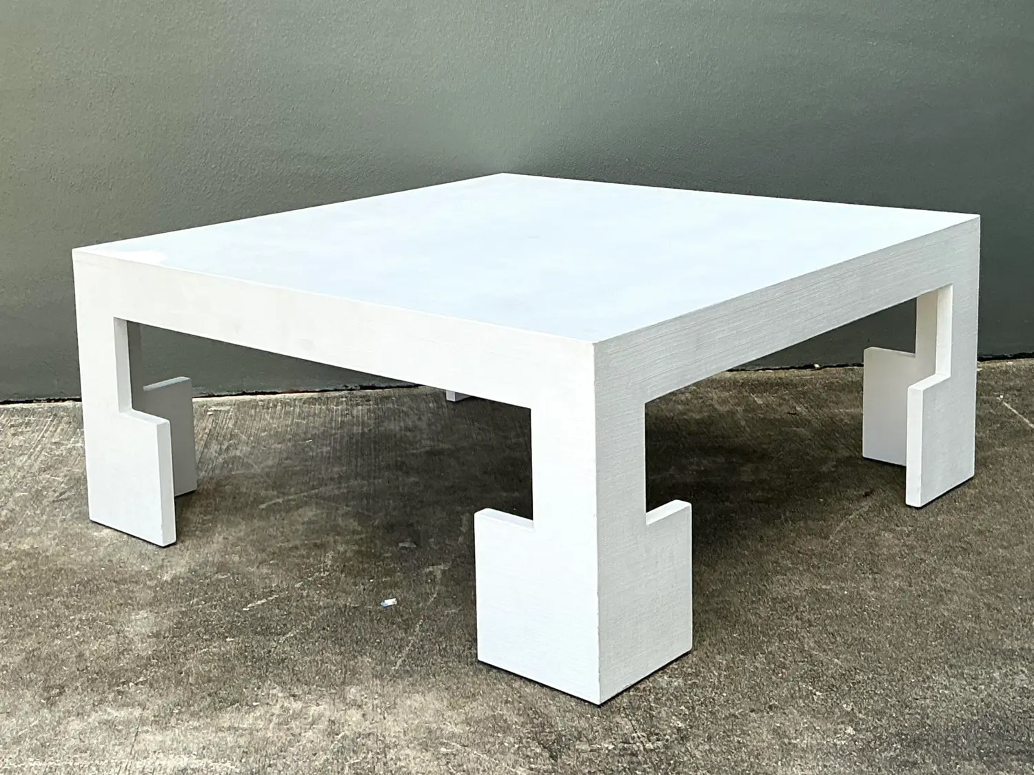 Vintage Custom Grasscloth Coffee Table - Back view