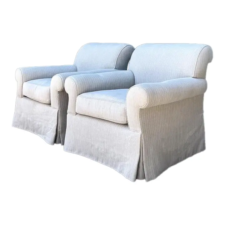 Vintage Custom Striped Lounge Chairs - A Pair