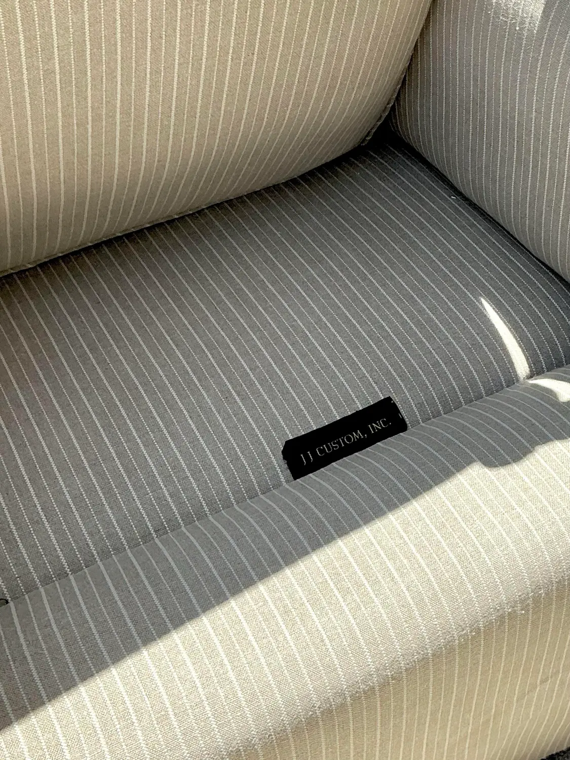 Vintage Custom Striped Lounge Chairs - A Pair - Detail view