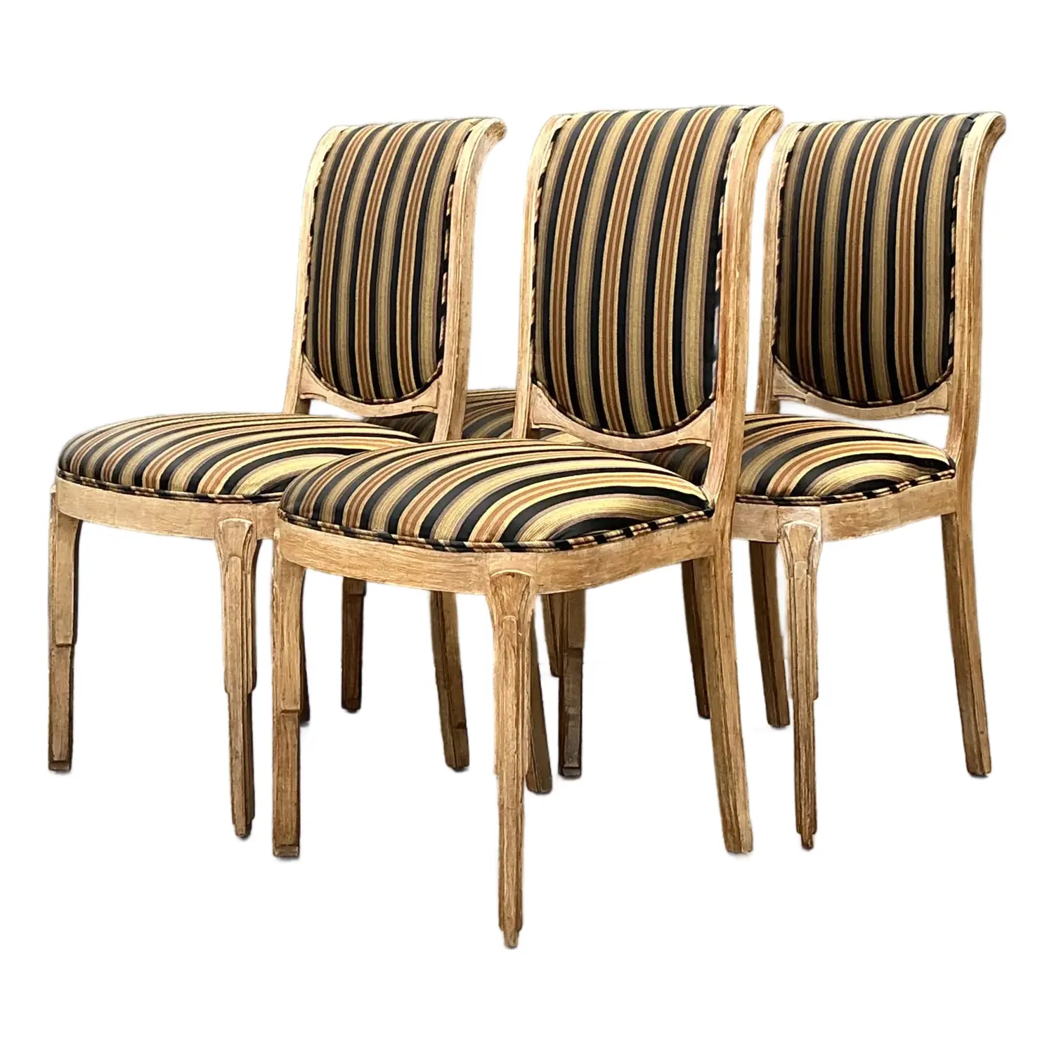 Vintage Deco Carved Dining Chairs - Set of 4