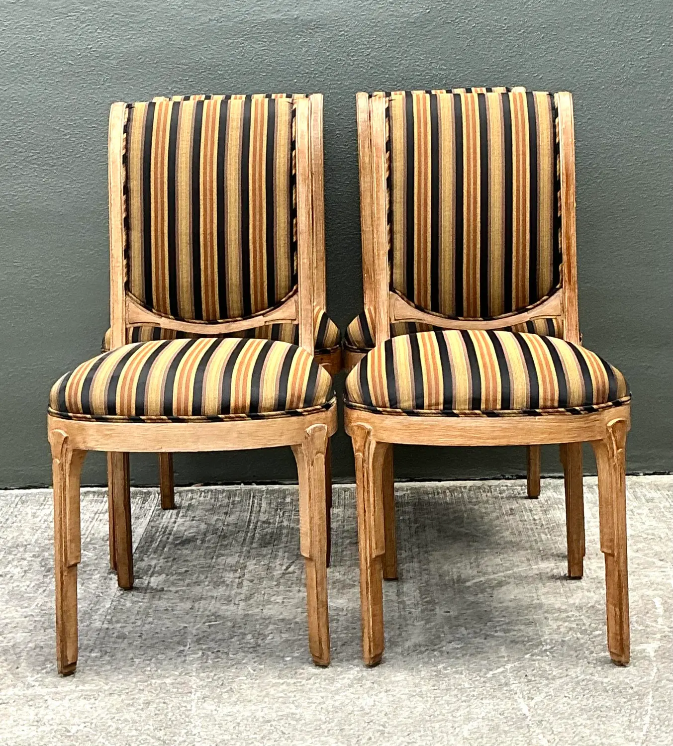 Vintage Deco Carved Dining Chairs - Set of 4 - Side view