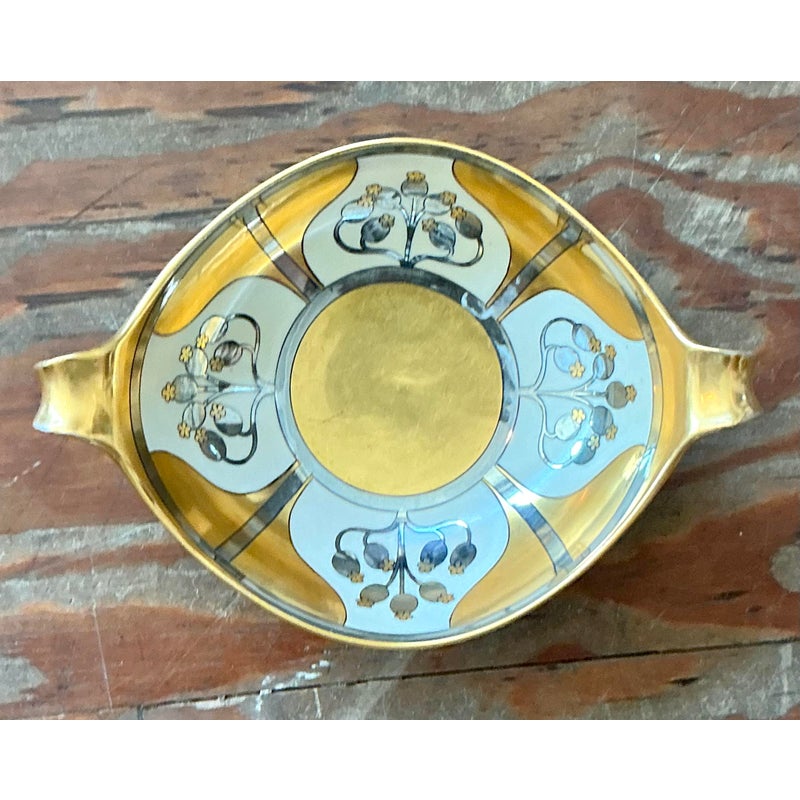 Vintage Deco Hand Painted Floral Bowl - Top view