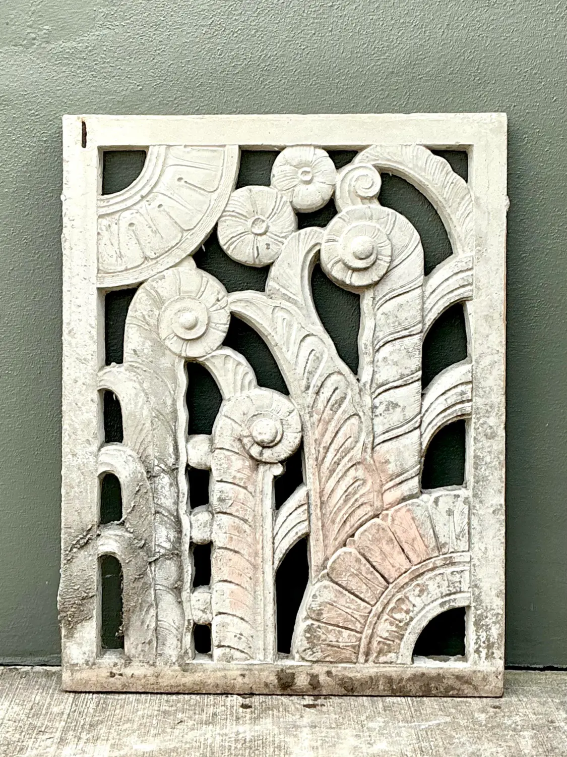 Vintage Deco Miami Beach Cast Concrete Panel - Detail view
