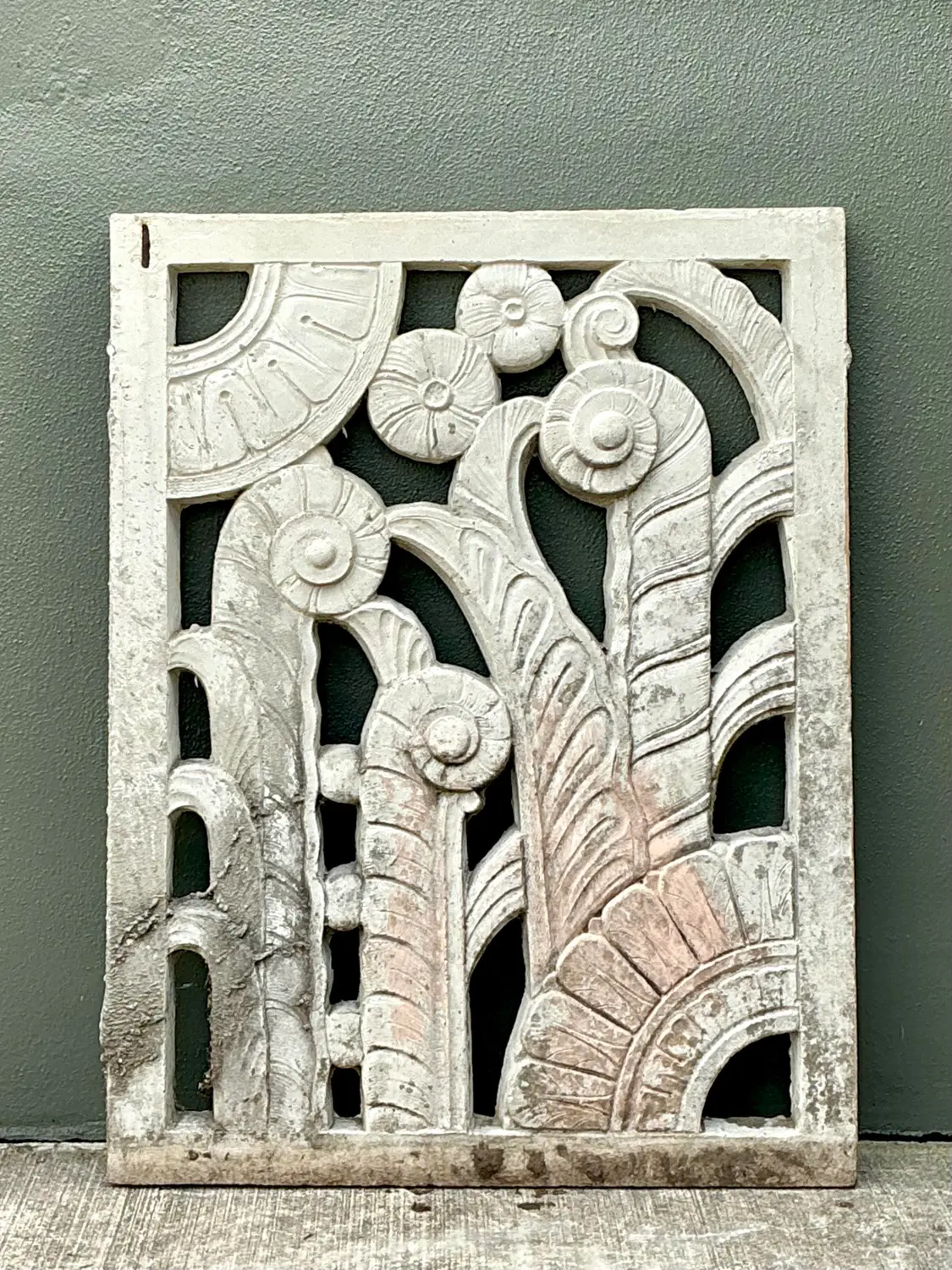 Vintage Deco Miami Beach Cast Concrete Panel - Top view
