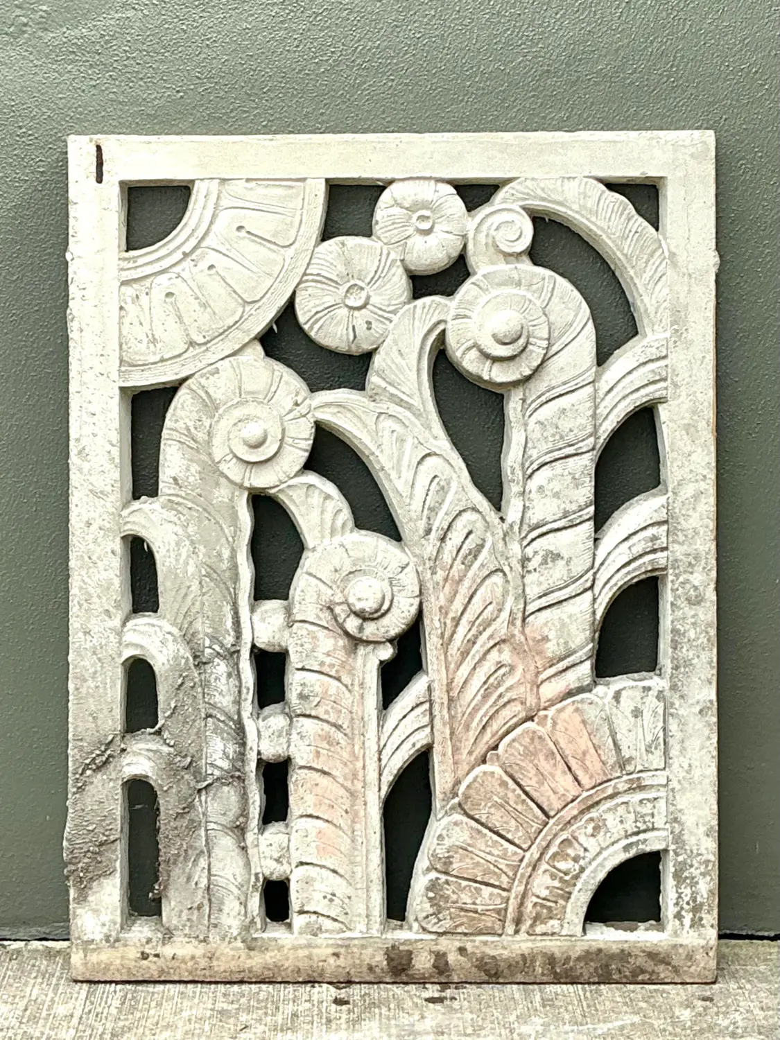 Vintage Deco Miami Beach Cast Concrete Panel - Side view