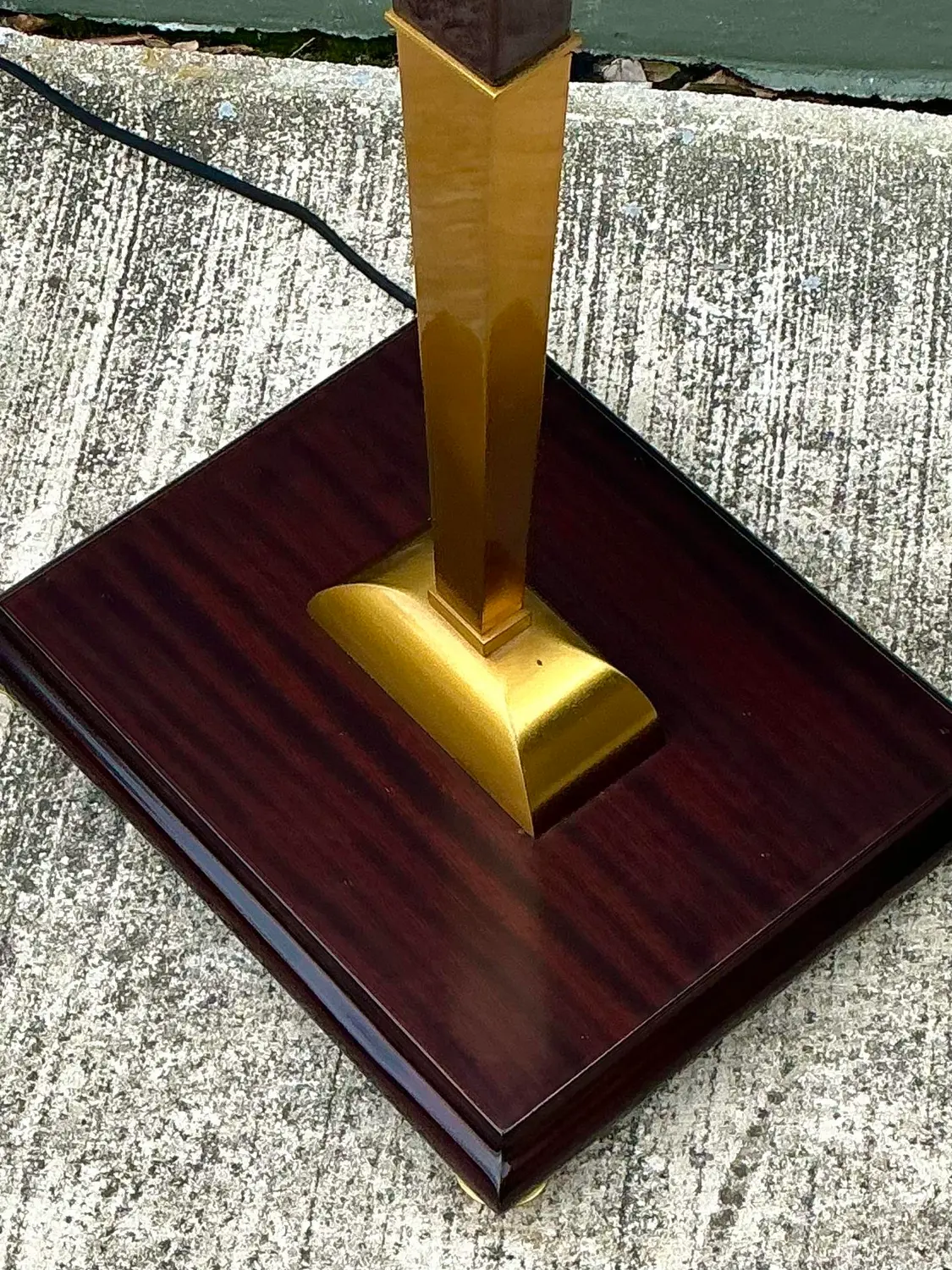 Vintage Deco Zebra Wood and Brass Floor Lamp - Top view