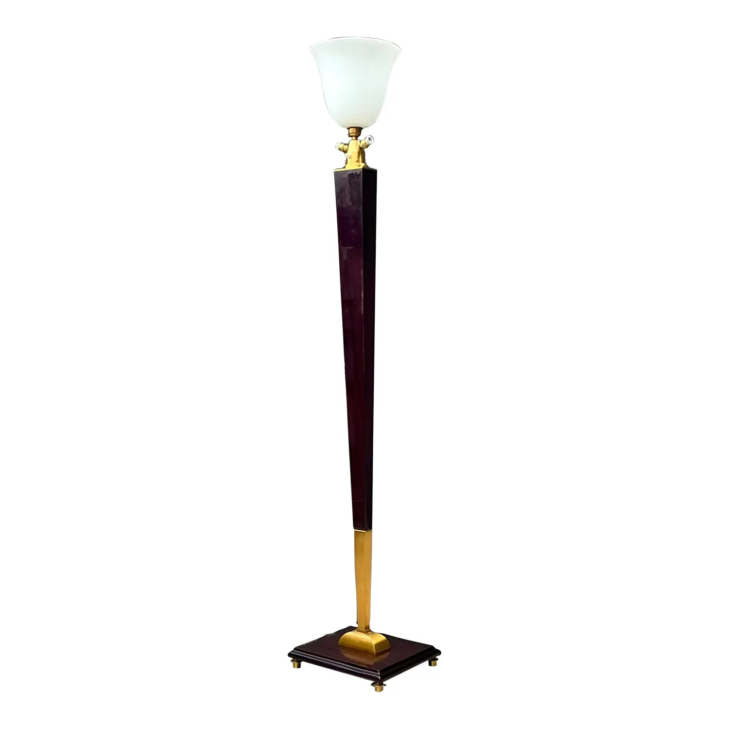 Vintage Deco Zebra Wood and Brass Floor Lamp
