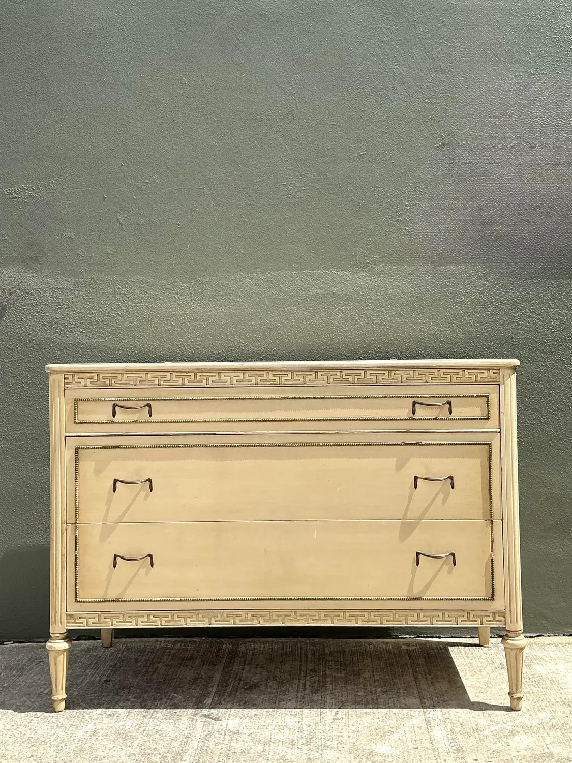 Vintage Distressed Greek Key Chest of Drawers - Top view
