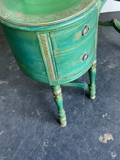 Vintage Distressed Mirrored Vanity and Chair - Back view