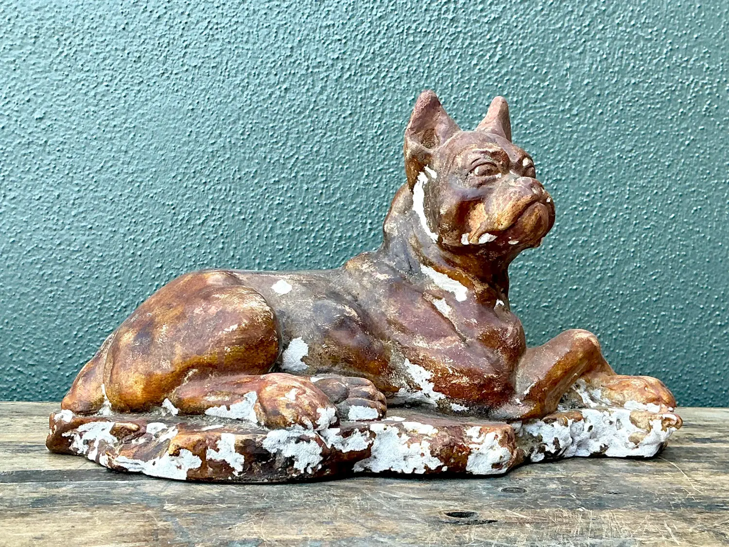 Vintage Distressed Plaster Dog - Back view