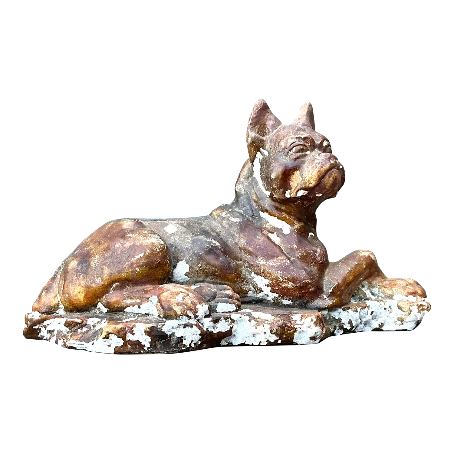 Vintage Distressed Plaster Dog - Side view