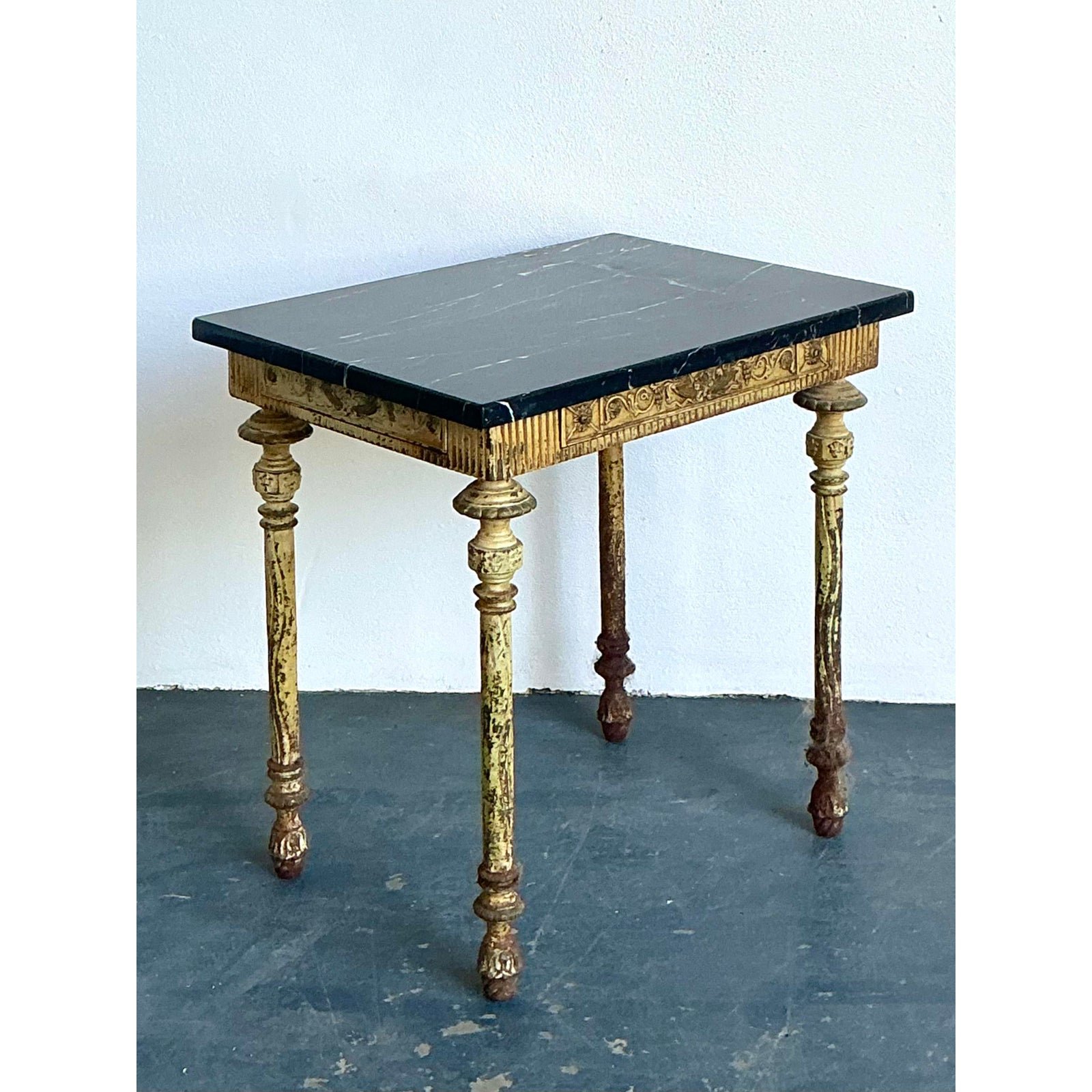 Vintage Distressed Wrought Iron Side Table - Detail view
