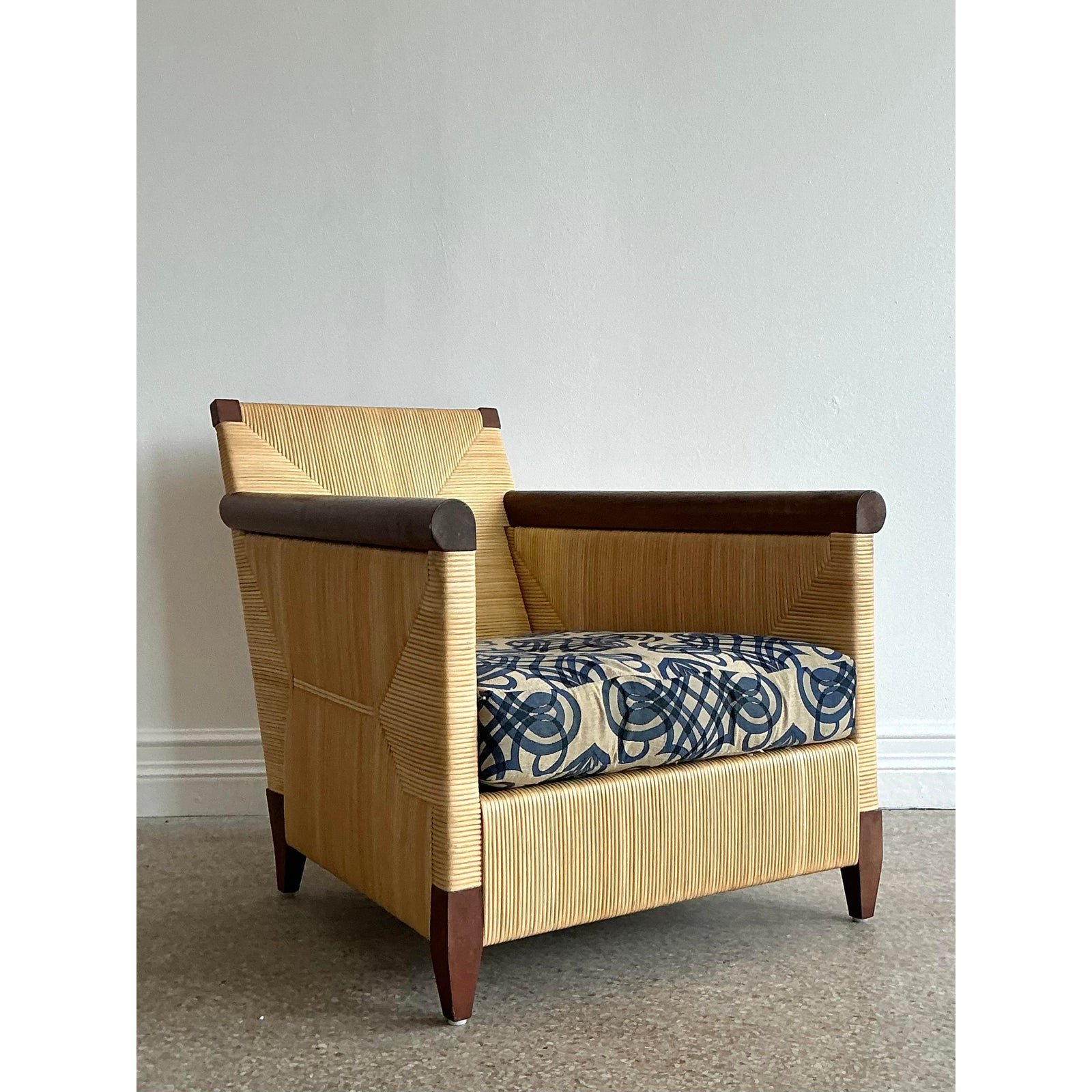 Vintage Donghia “Merbau” Woven Rattan Lounge Chair - Back view