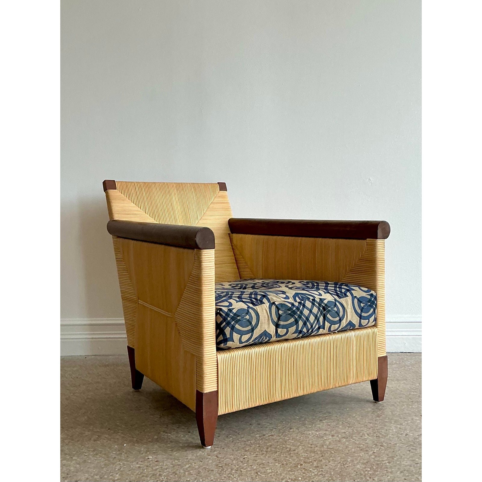 Vintage Donghia “Merbau” Woven Rattan Lounge Chair - Detail view