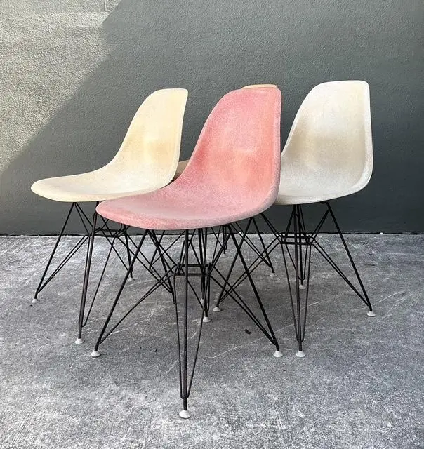 Vintage Eames “Eiffel Tower” Fiberglass Chairs - Set of 4 - Top view
