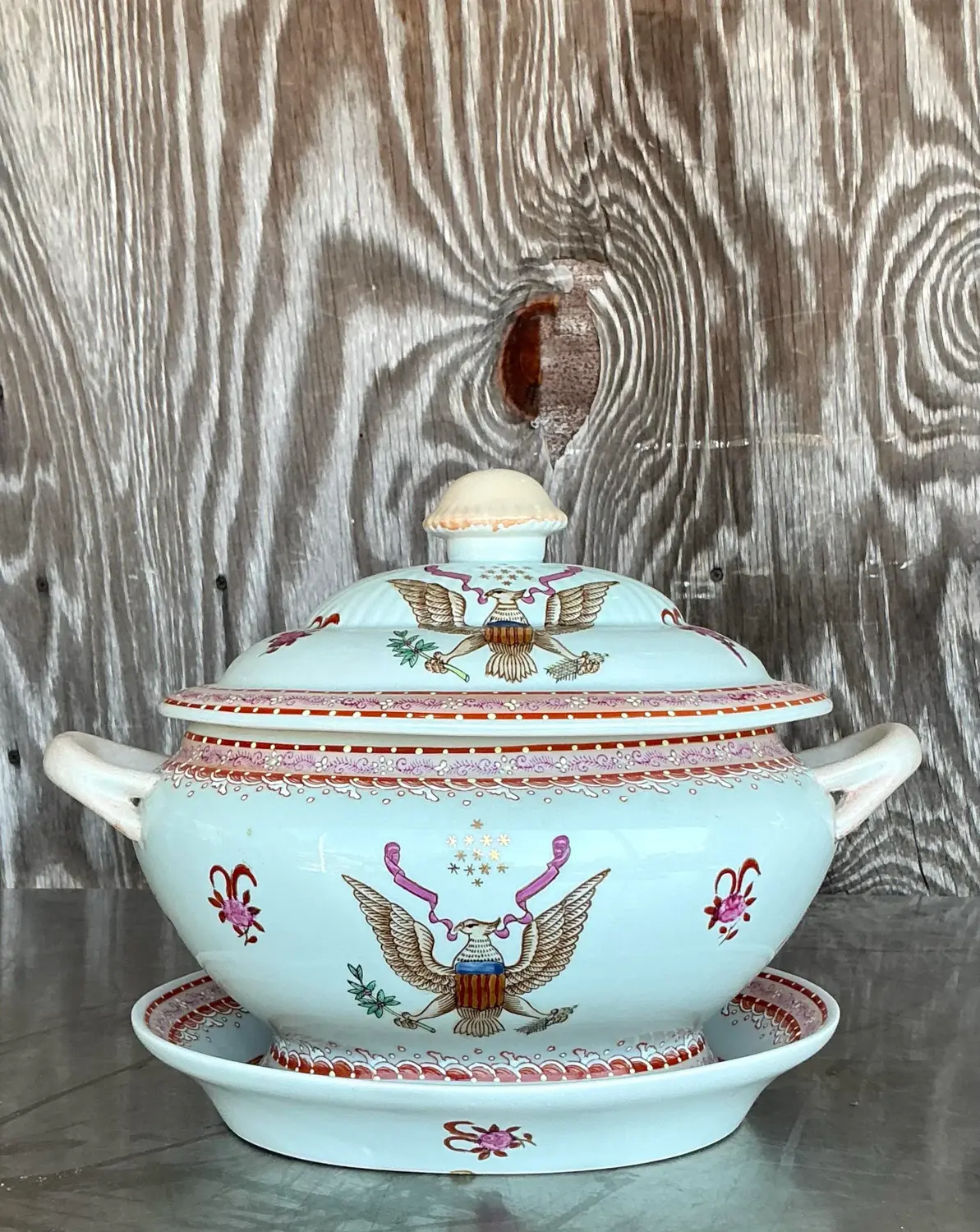 Vintage Early 20th Century Amorial Tureen - Top view